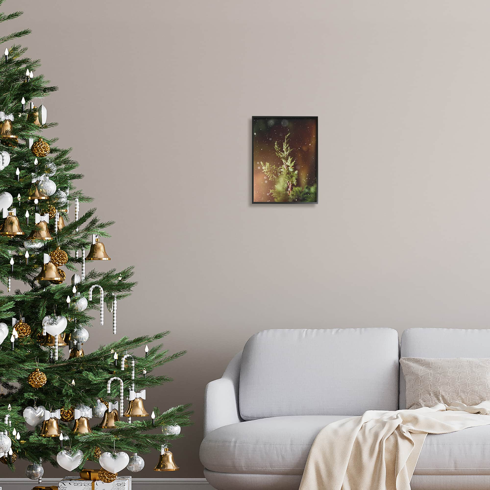 Stupell Industries Winter Snowfall Night Pine Tree Framed Giclee Art