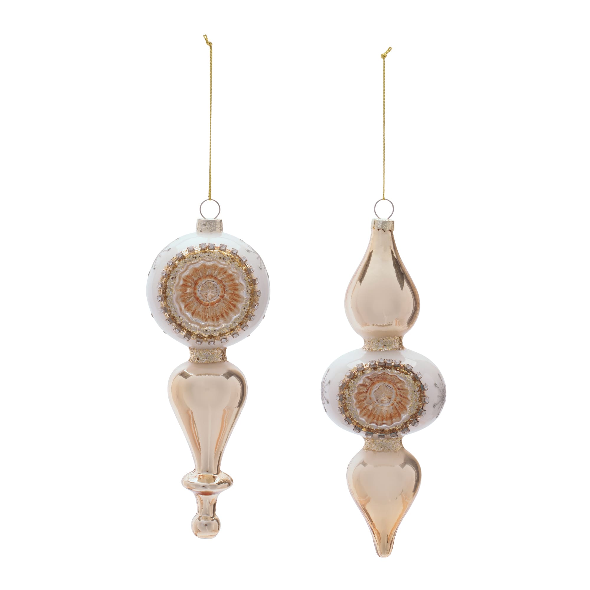 Melrose 7.75" Glass Finial Reflector Ornament Set