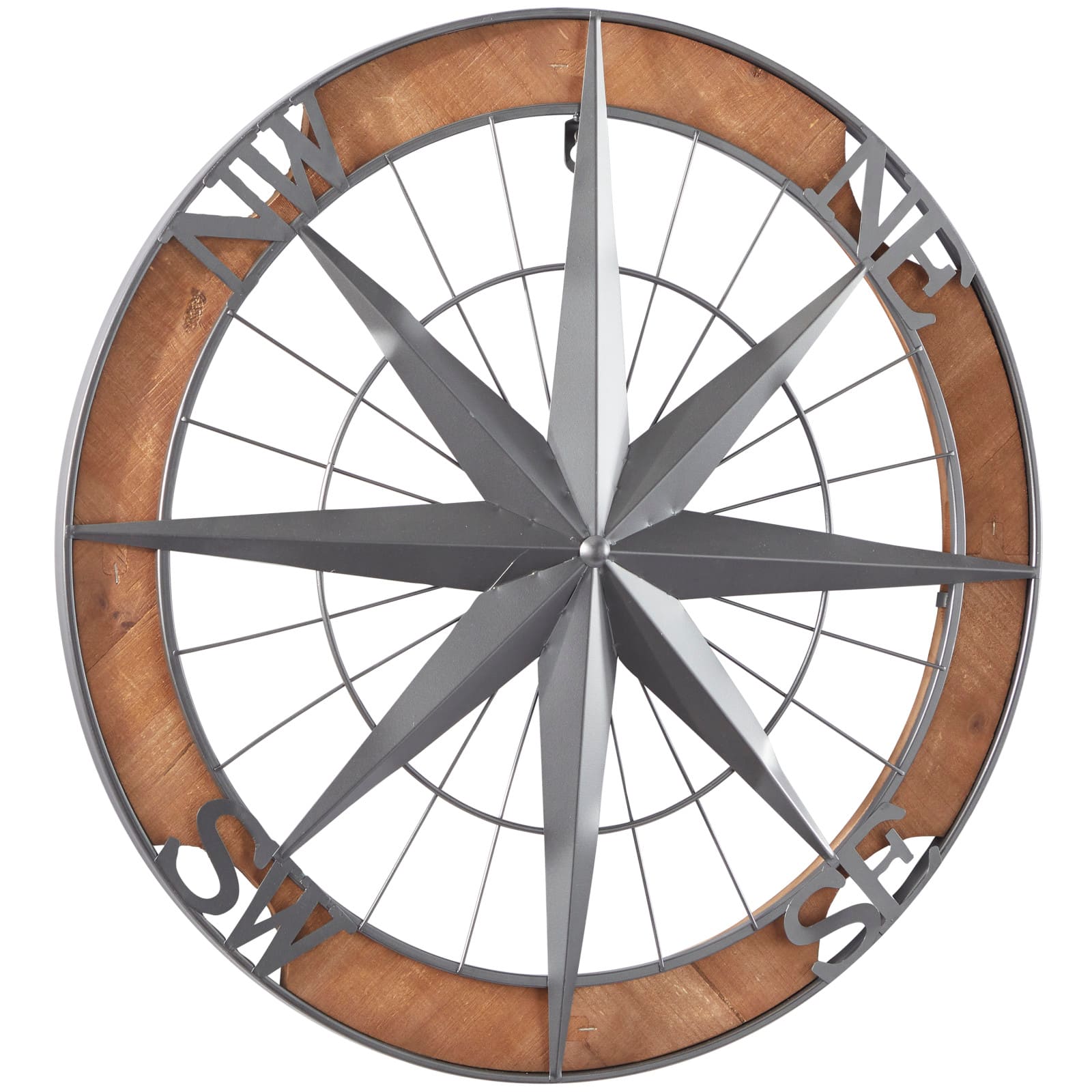 Grey Metal Nautical Compass Wall Decor, 22" x 2" x 22"