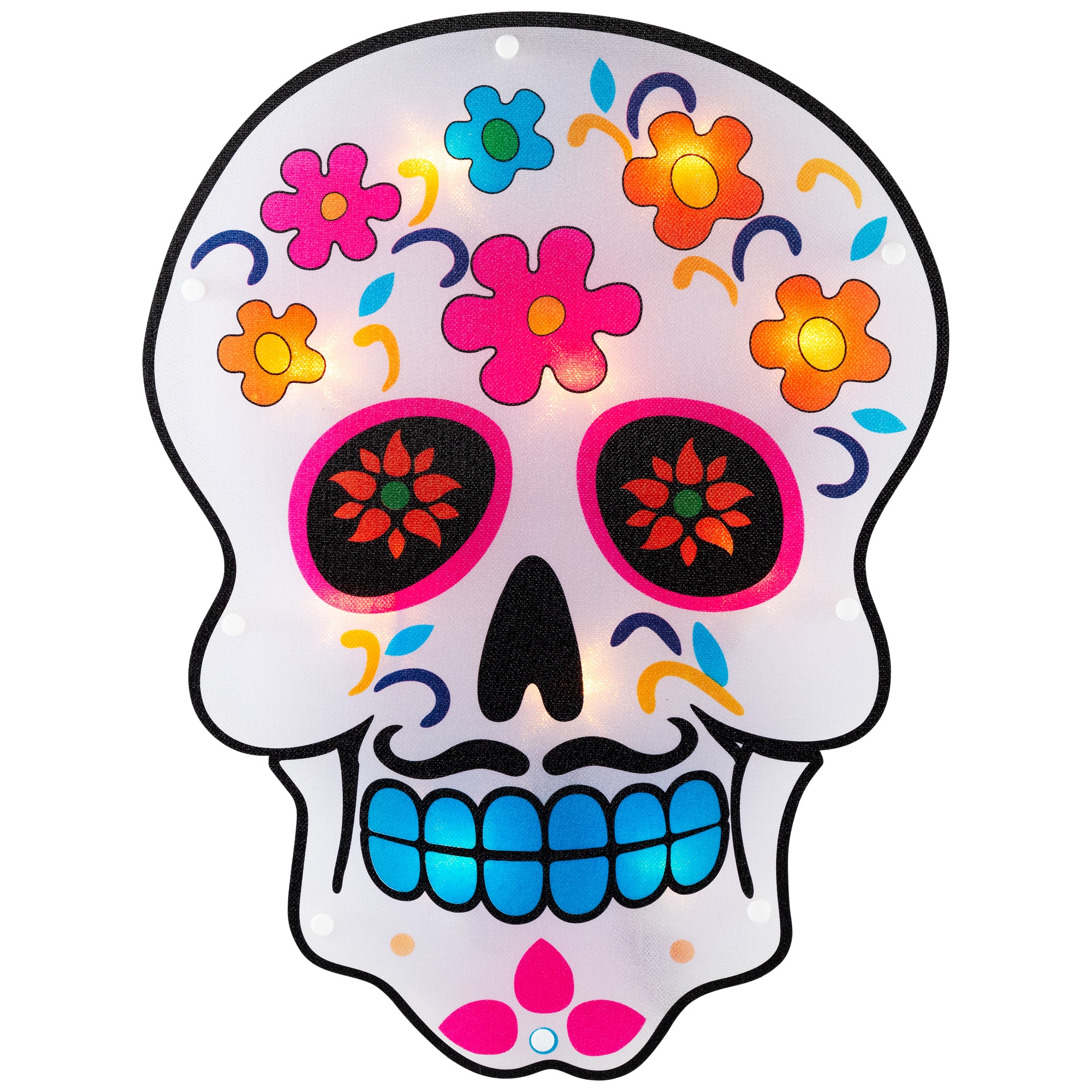 Lighted Day of the Dead Sugar Skull Window Silhouette