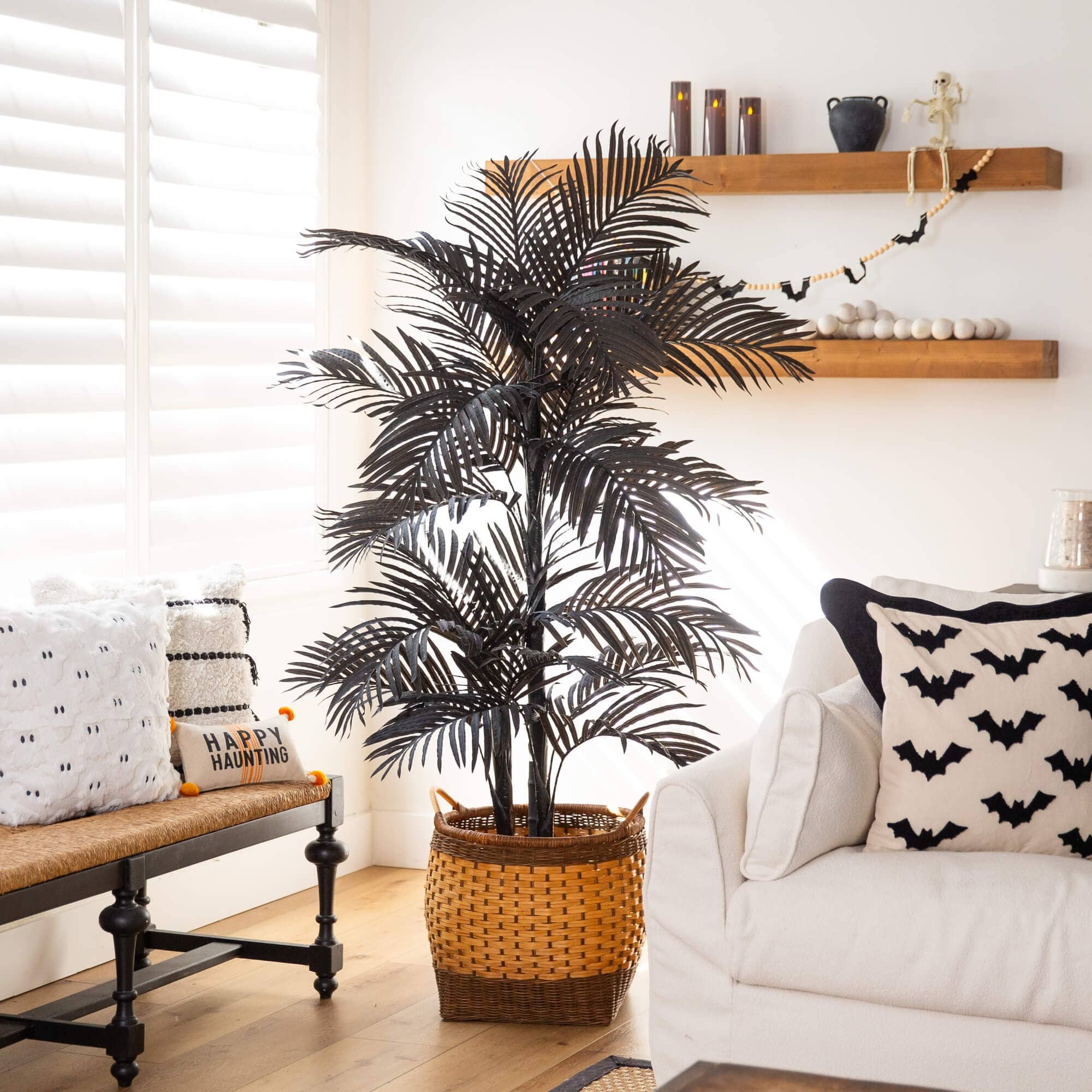 6ft. Artificial Halloween Black Golden Cane Tree