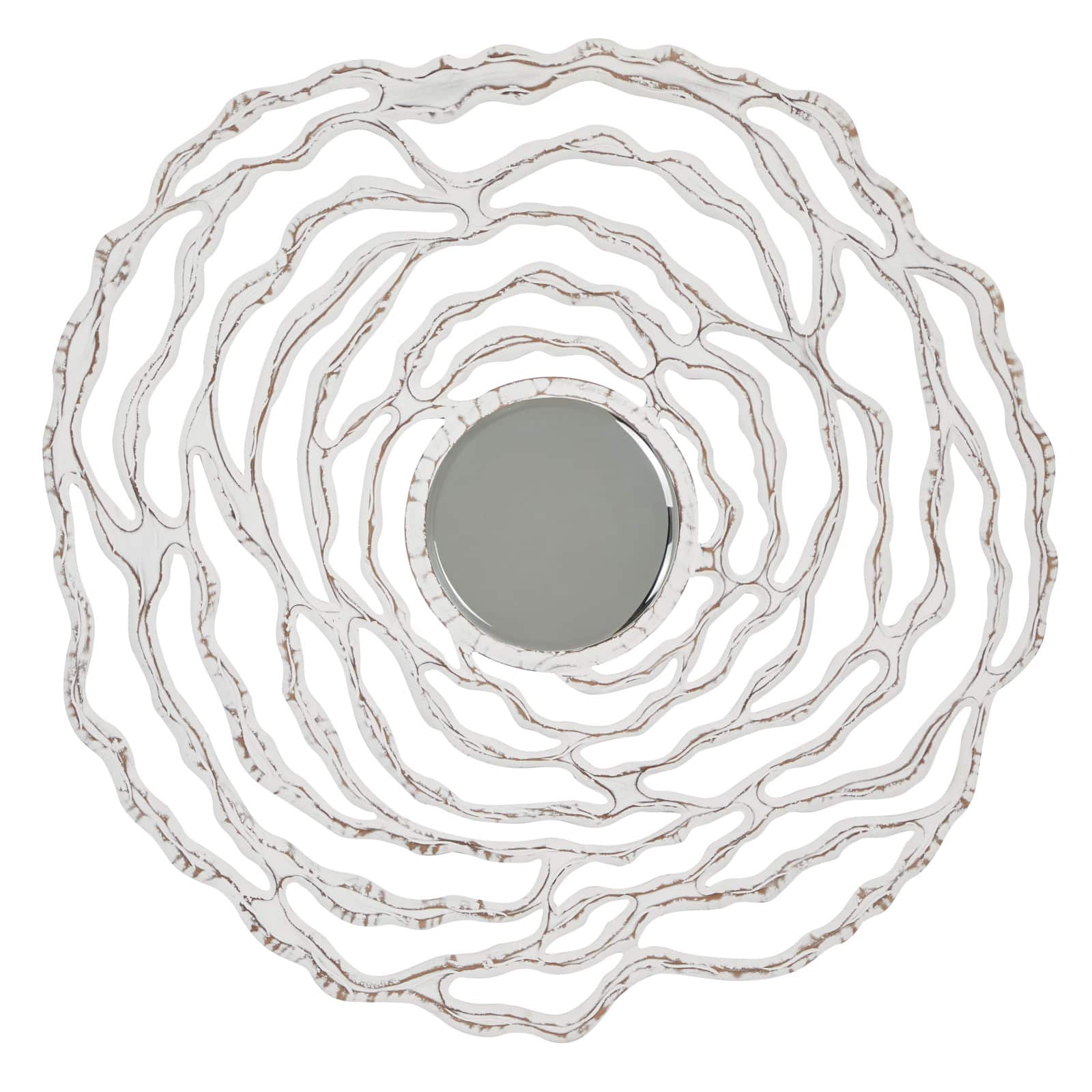 45" White Coastal Wood Wall Mirror
