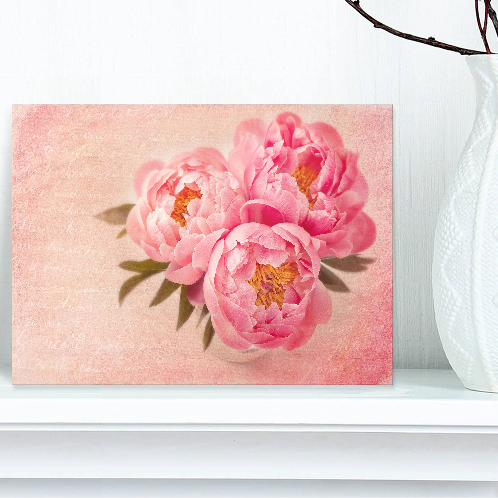 Designart - Peony Flowers against Scribbled Back