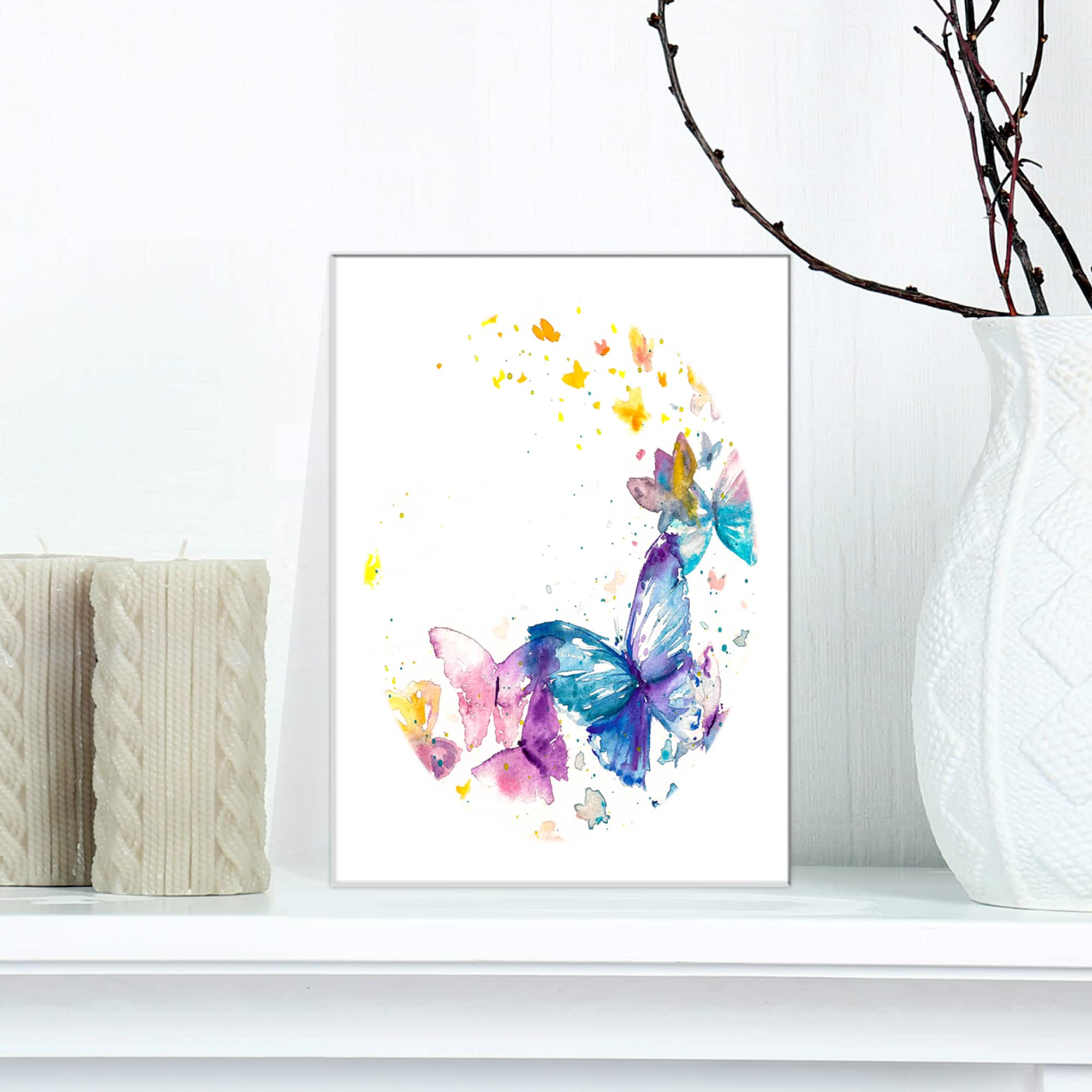 Designart - Butterfly on White Paper