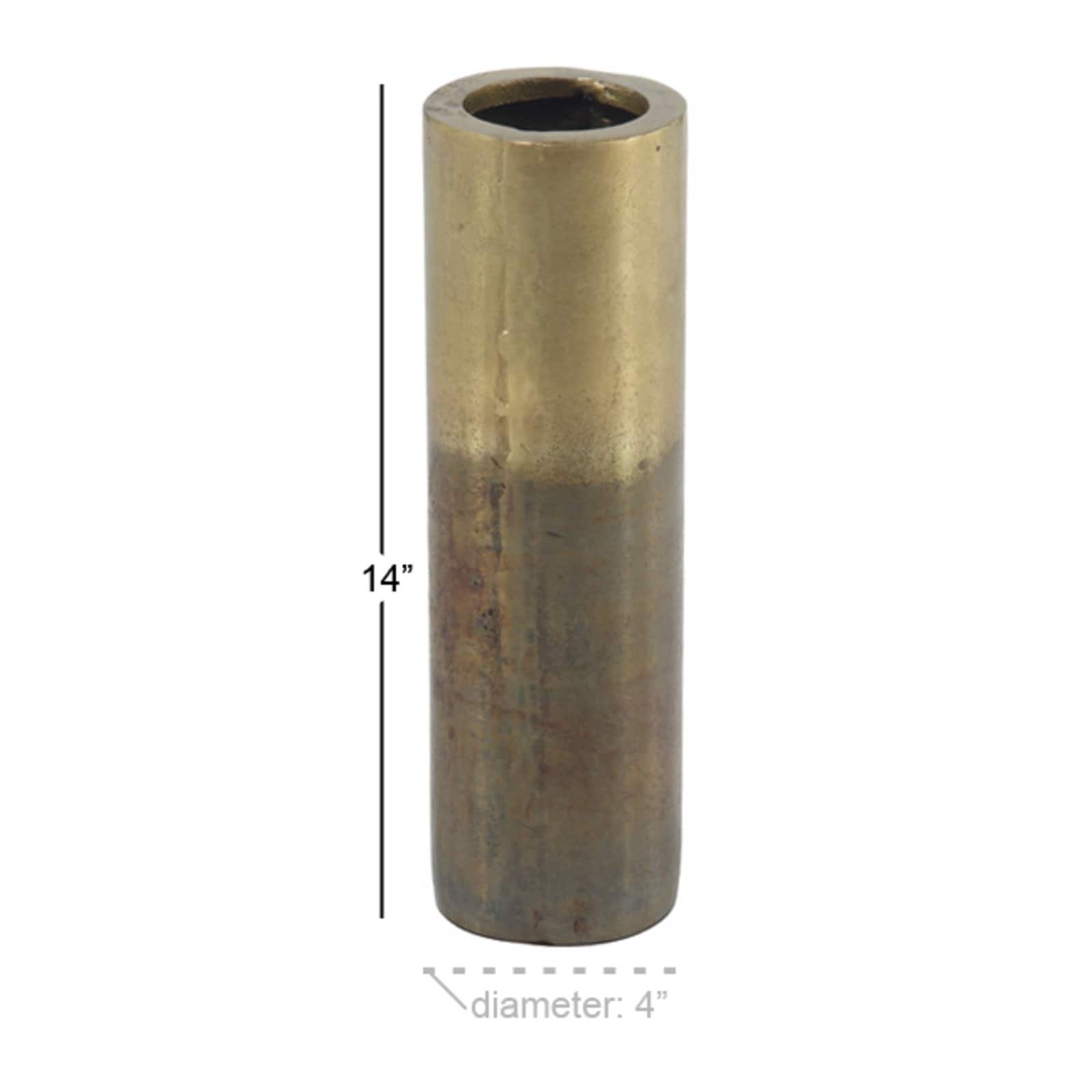 14" Brown Aluminum Rustic Vase