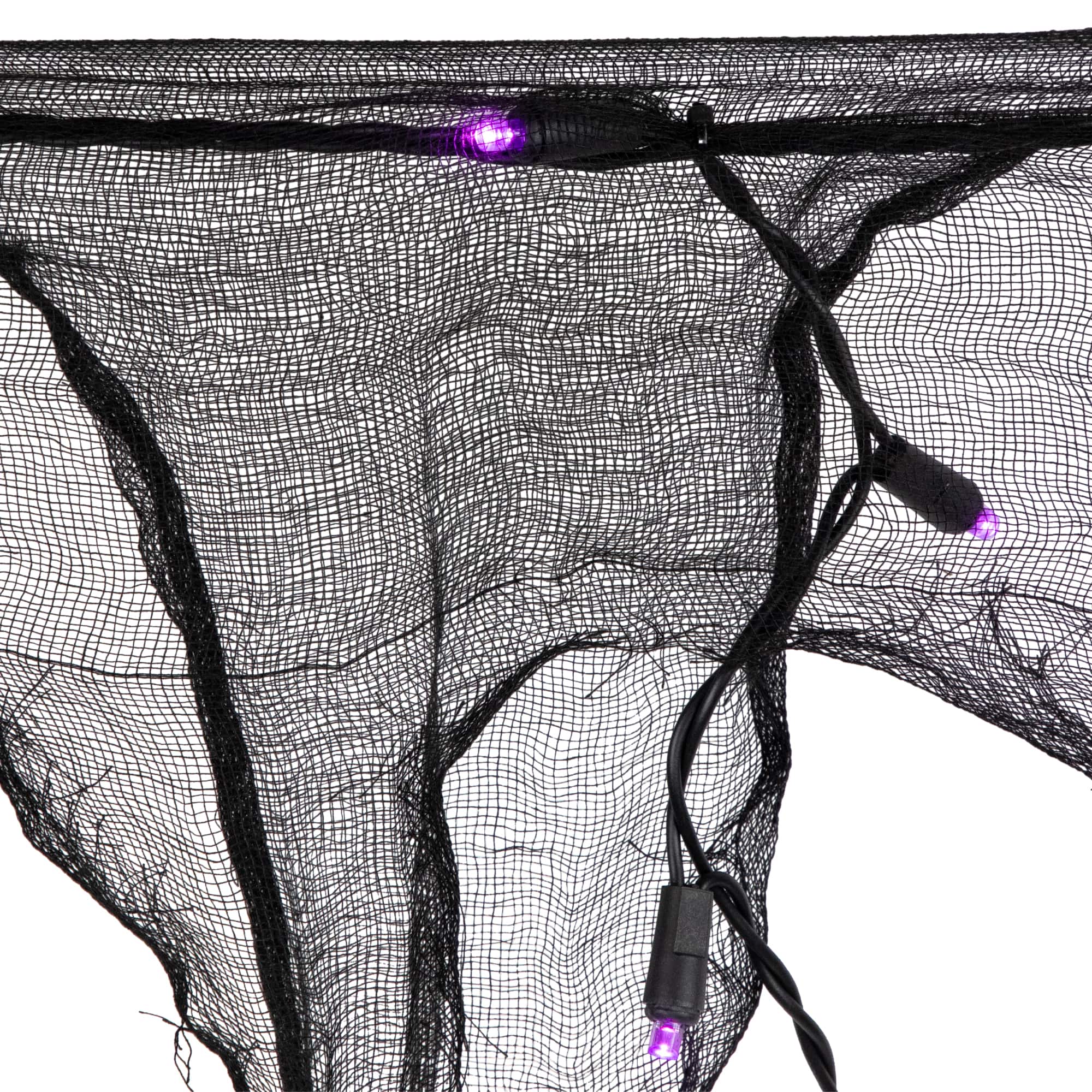 4ft. Pre-Lit Purple LED Halloween Black Gauze Drape Lights