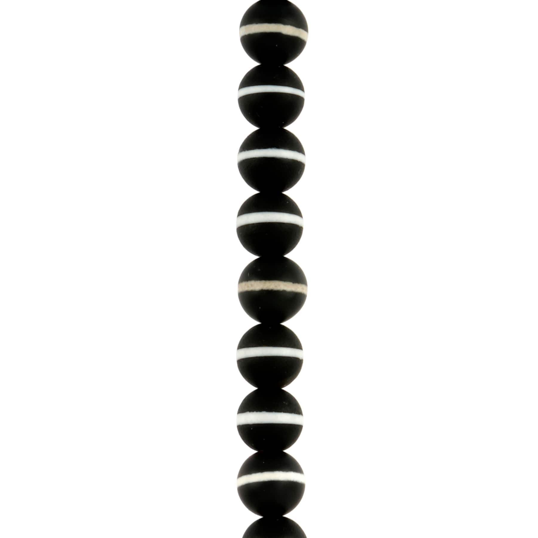 Black & White Dyed Agate Round Beads, 7.5mm by Bead Landing™