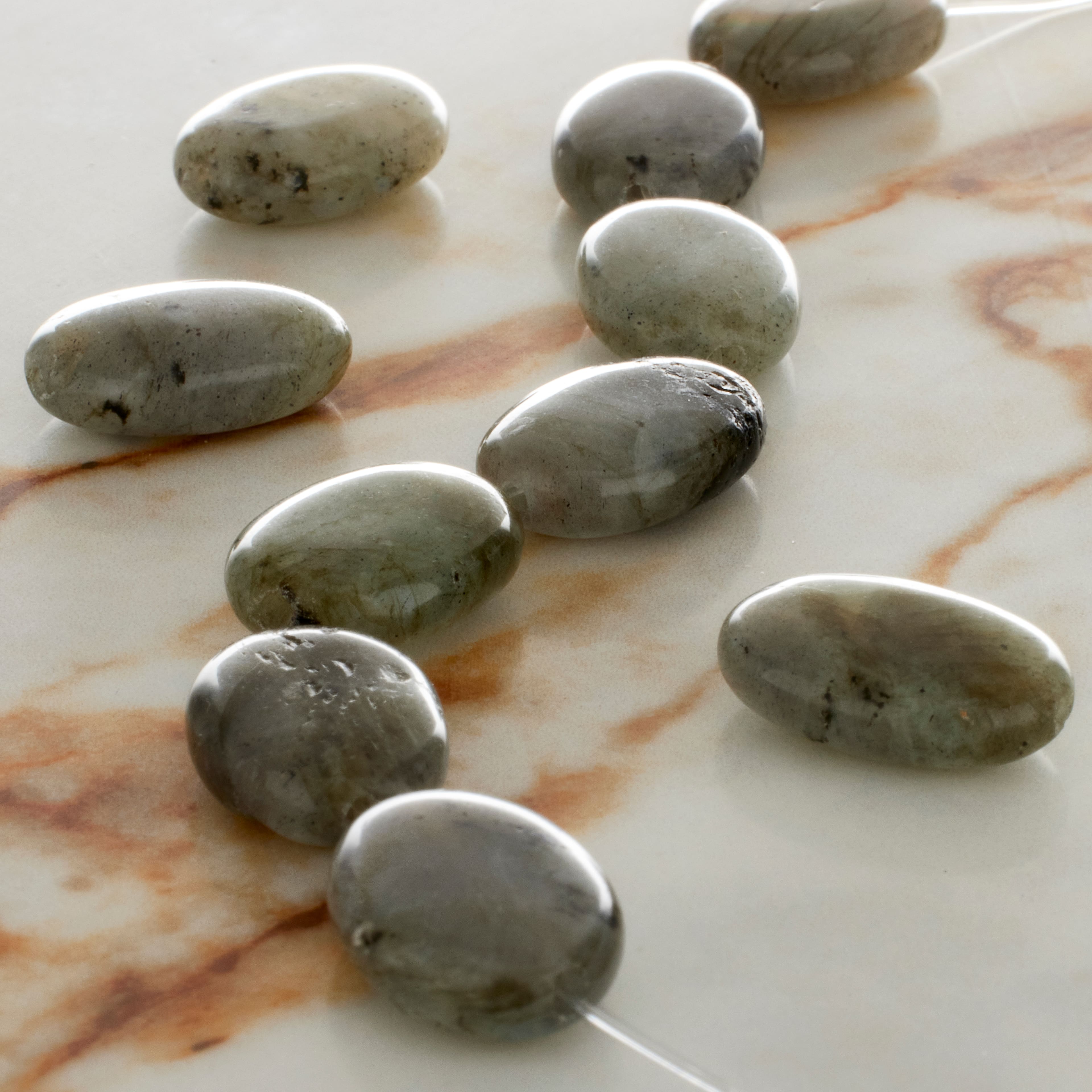 12 Pack: Green Labradorite Oval Beads, 18mm by Bead Landing™