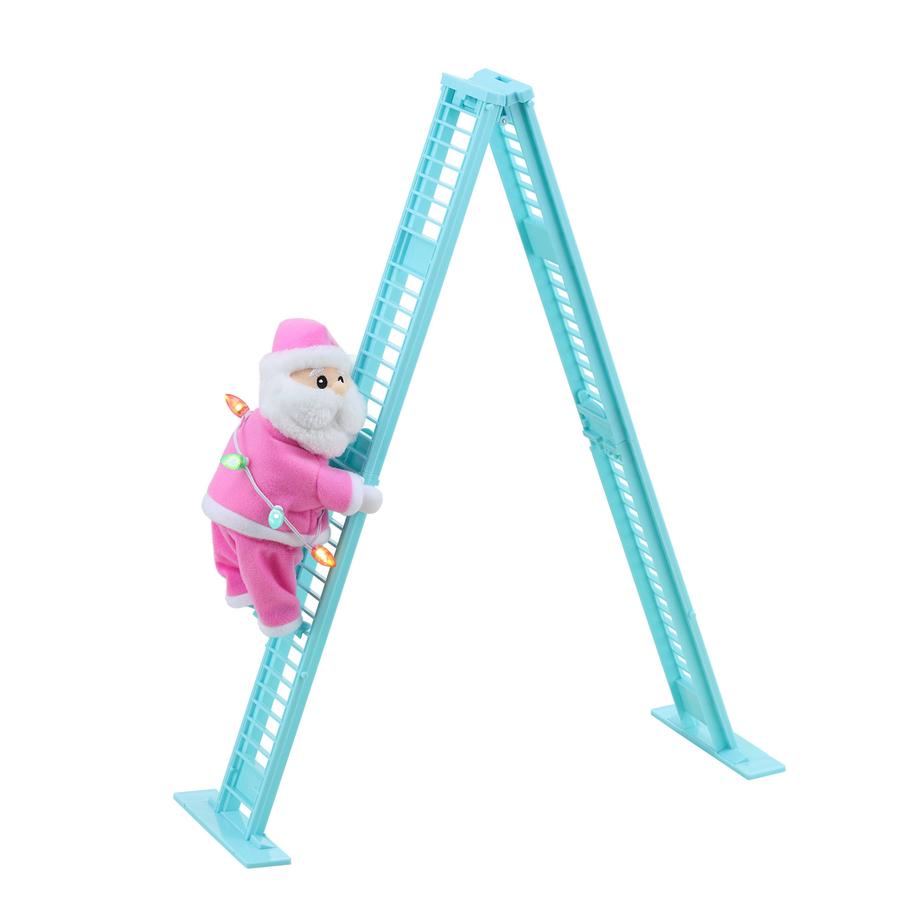 17" Animated Tabletop Pastel Climbing Santa