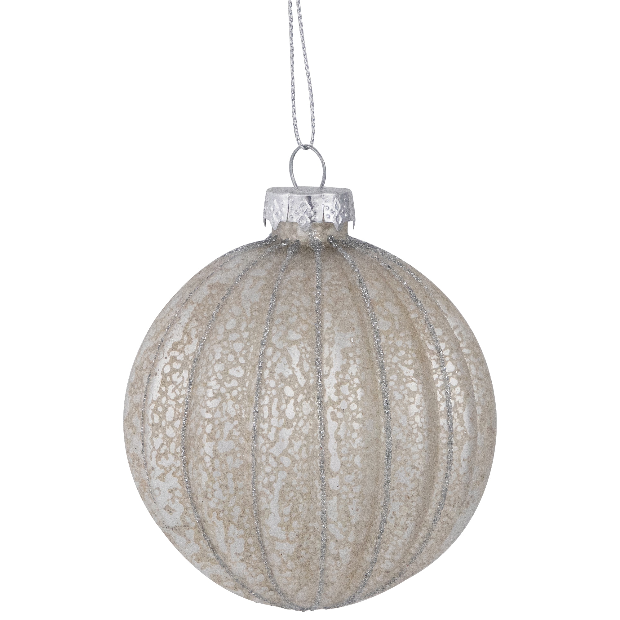 Northlight 3" Silver & Champagne Gold 2-Finish Glass Ball Christmas Ornaments Set