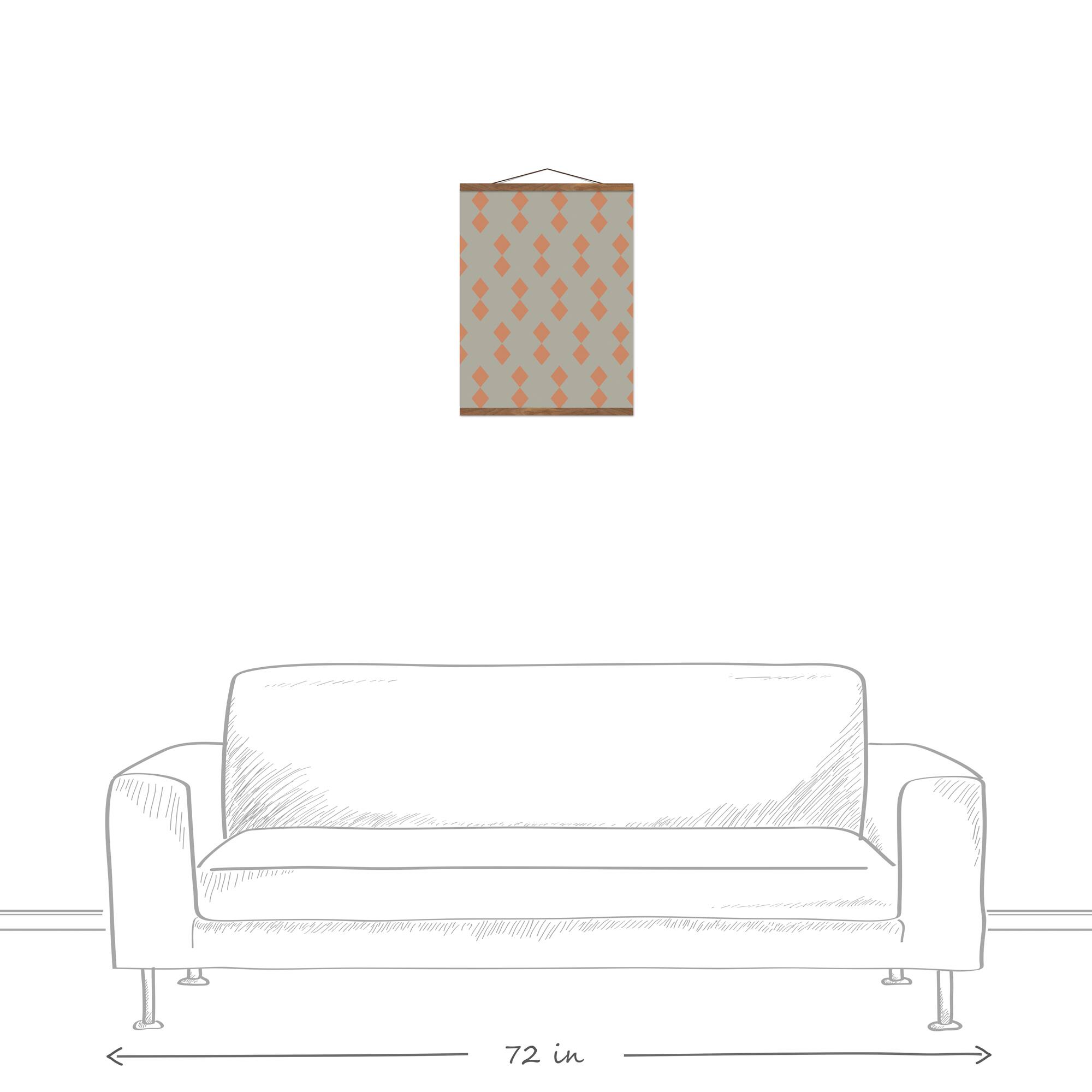 Diamond Cutout 16" x 20" Teak Hanging Canvas