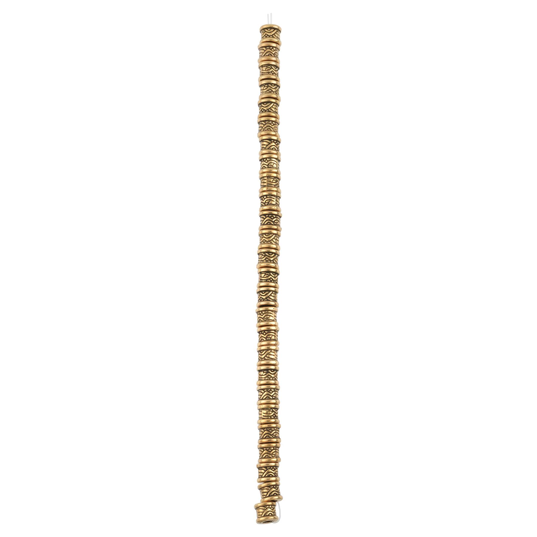 12 Pack: Antique Gold Metal Large Hole Tube Bead, 7.5mm by Bead Landing™