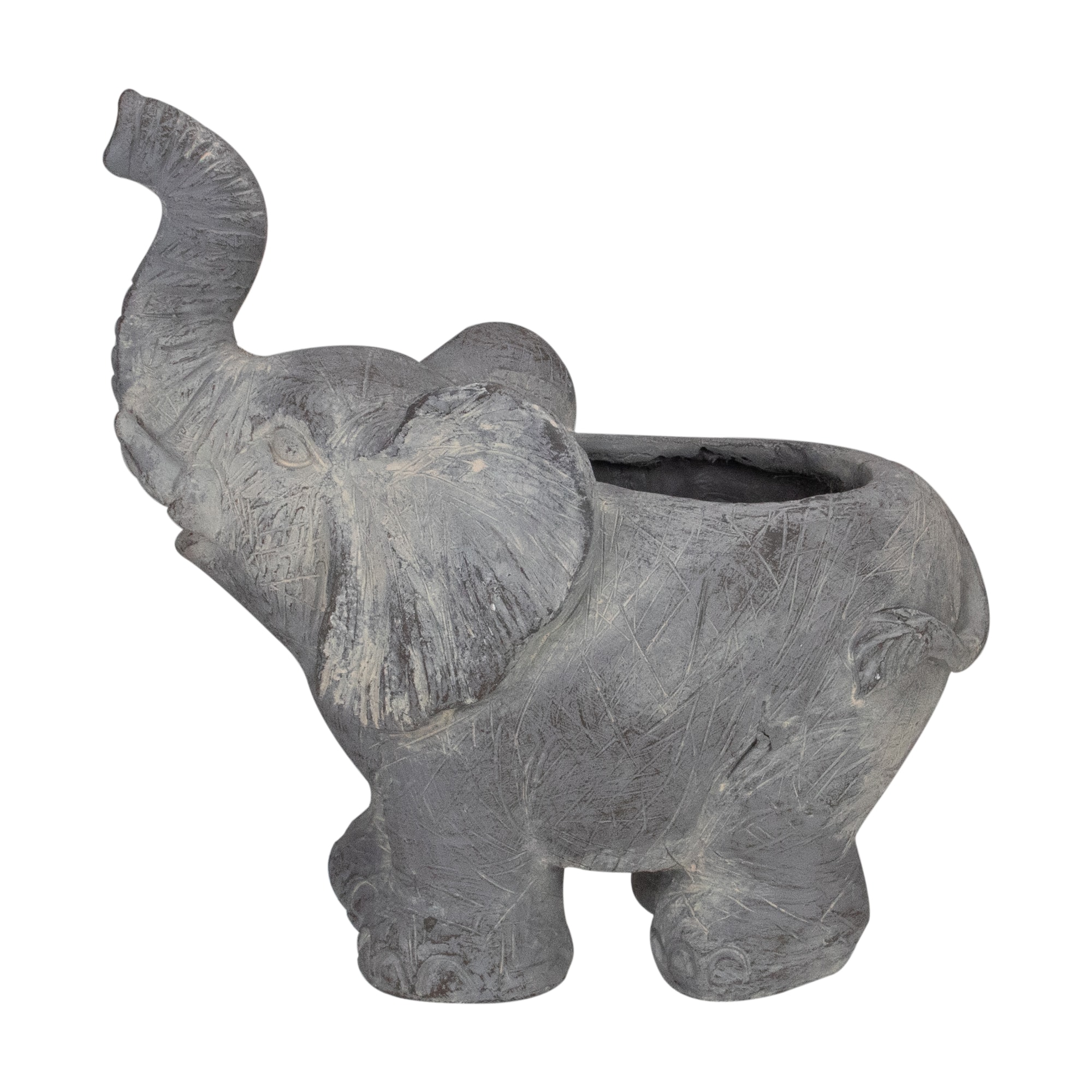 16" Gray Standing Elephant Outdoor Garden Planter