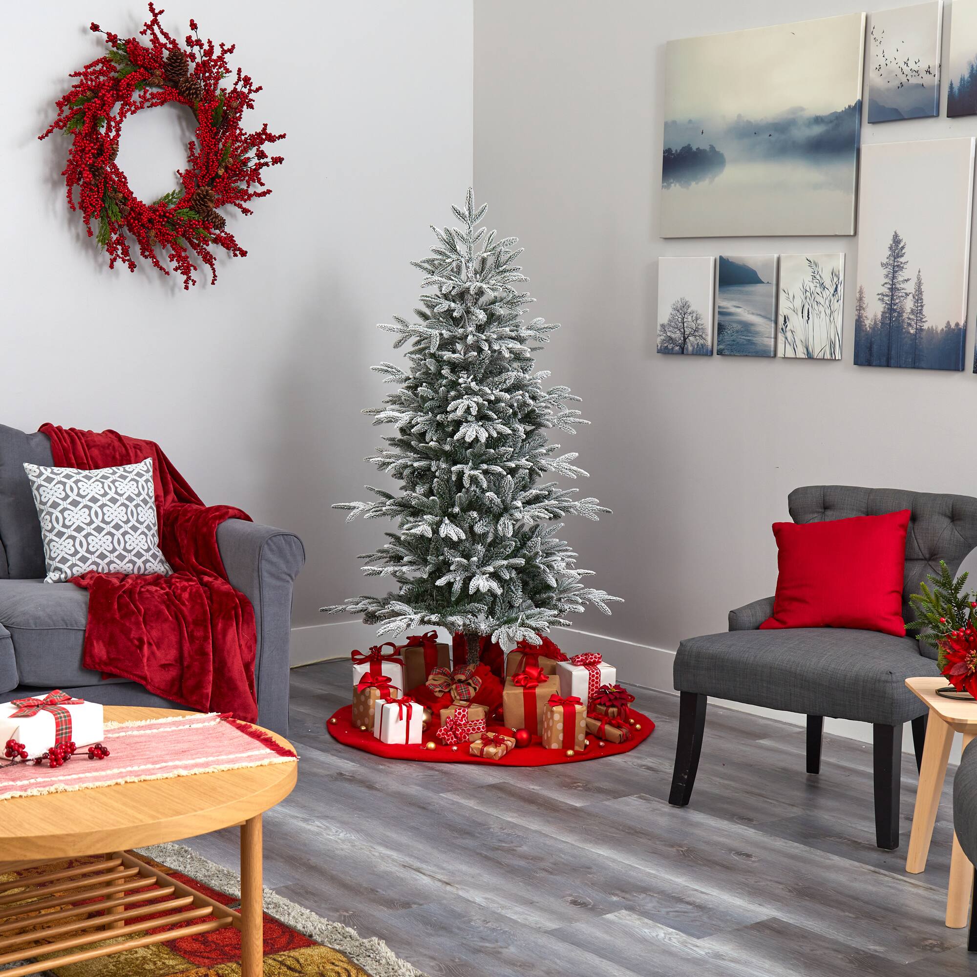 5.5ft. Pre-Lit Manchester Spruce Artificial Christmas Tree, Clear LED Lights