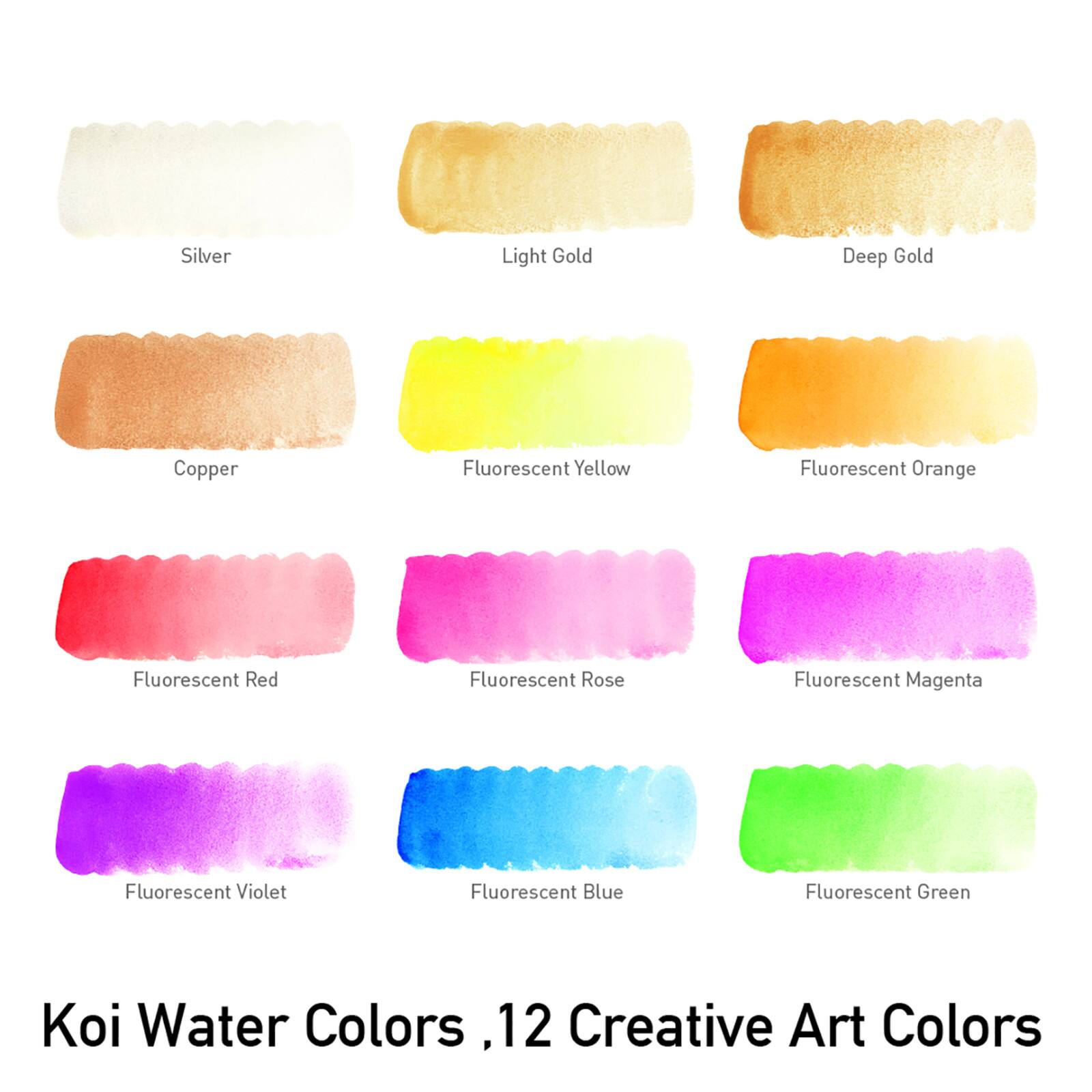 Koi Creative Art Colors (CAC) Watercolor Set, 12-Colors