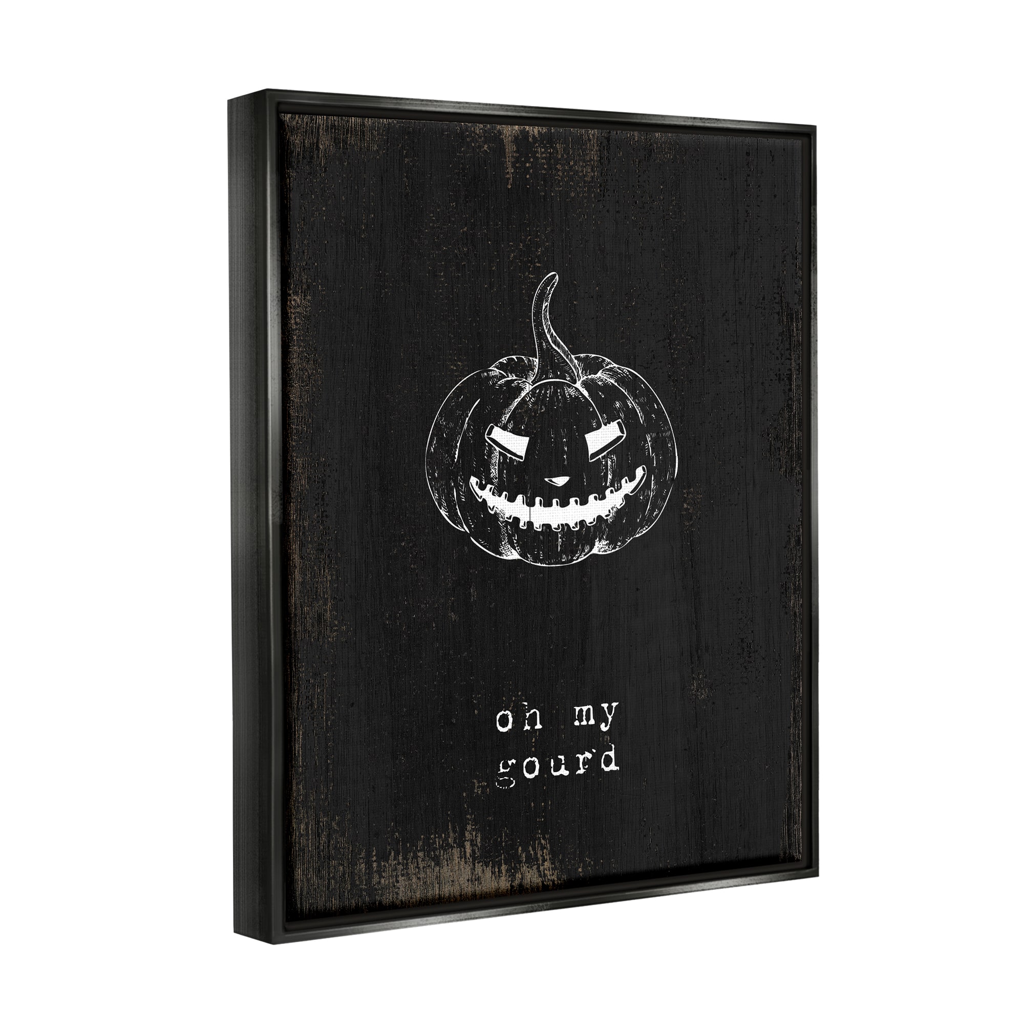 Stupell Industries Oh My Gourd Jack-o-Lantern Framed Floater Canvas Wall Art