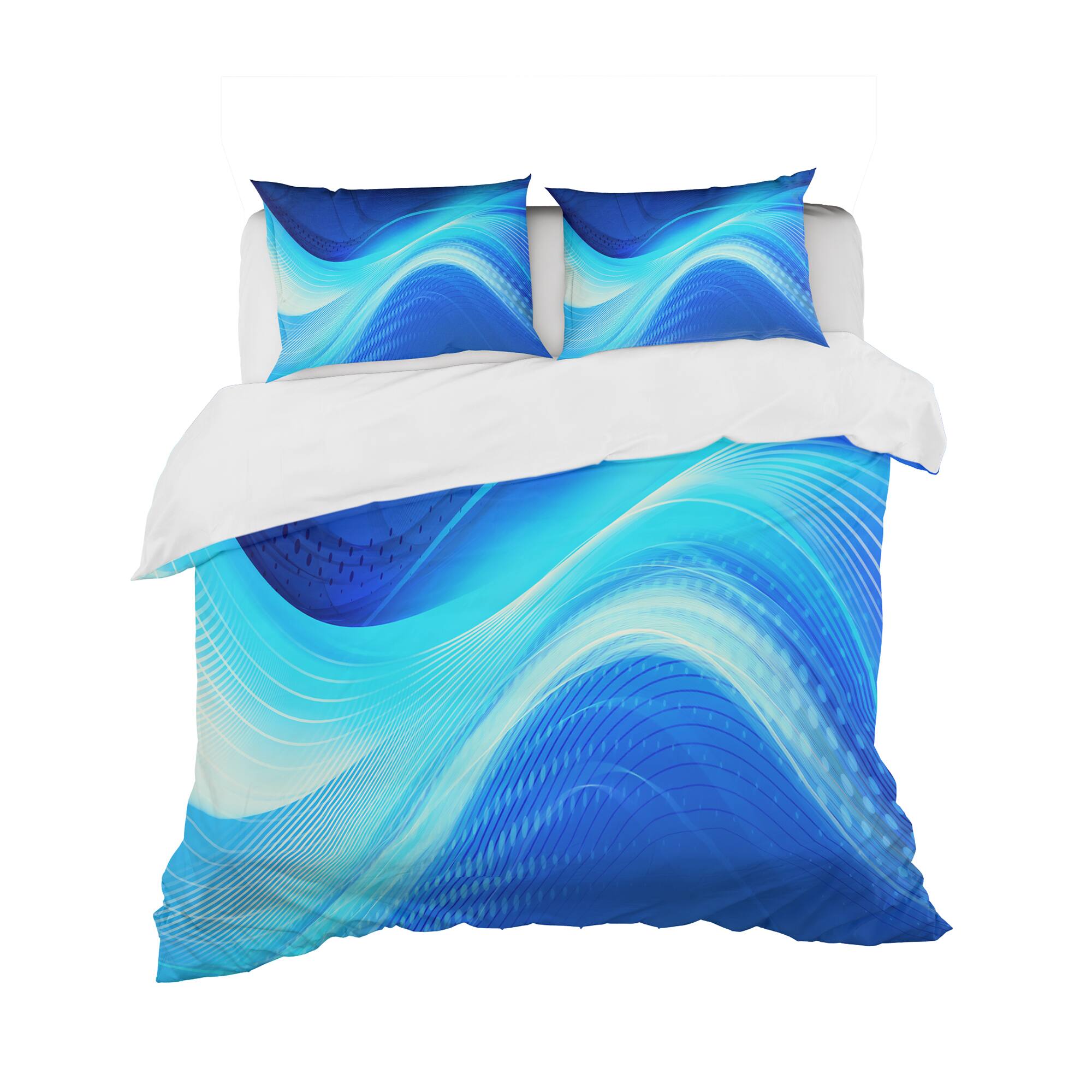 Designart 'Blue Hues Abstract' Modern & Contemporary Bedding Set - Duvet Cover & Shams