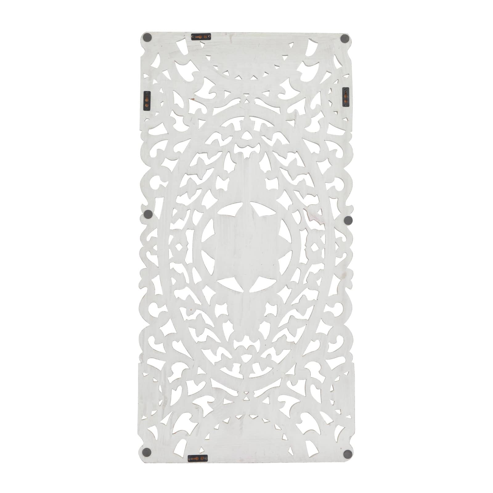 White Wood Traditional Wall Decor, 48" x 24"