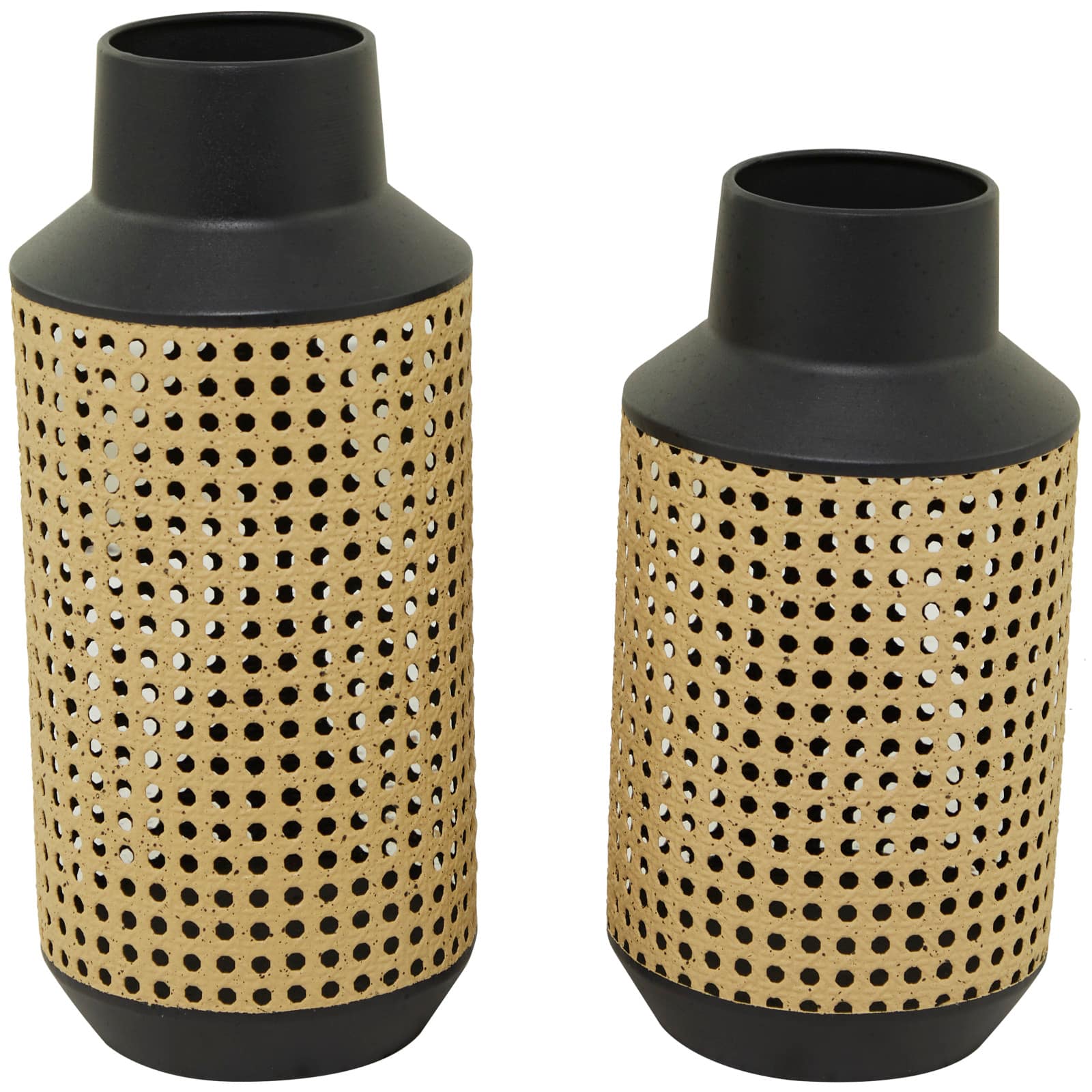 Brown Metal Open Weaved Inspired Vase Set of 2 14", 12"