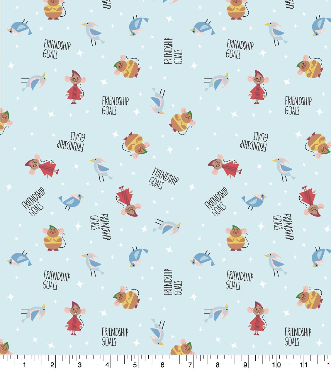 Disney® Princess Cinderella Mice Friendship Goals Cotton Fabric