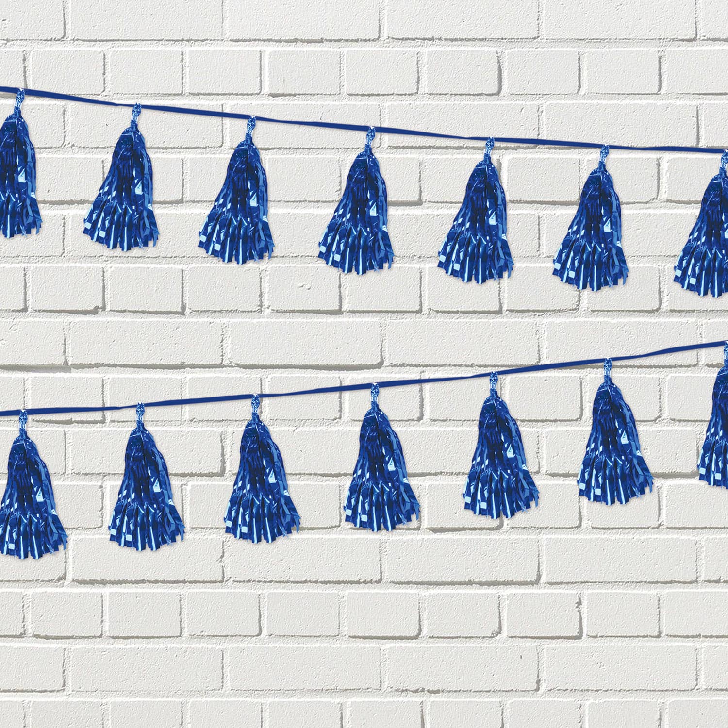 Beistle 8ft. Blue Metallic Tassel Garlands, 2ct.
