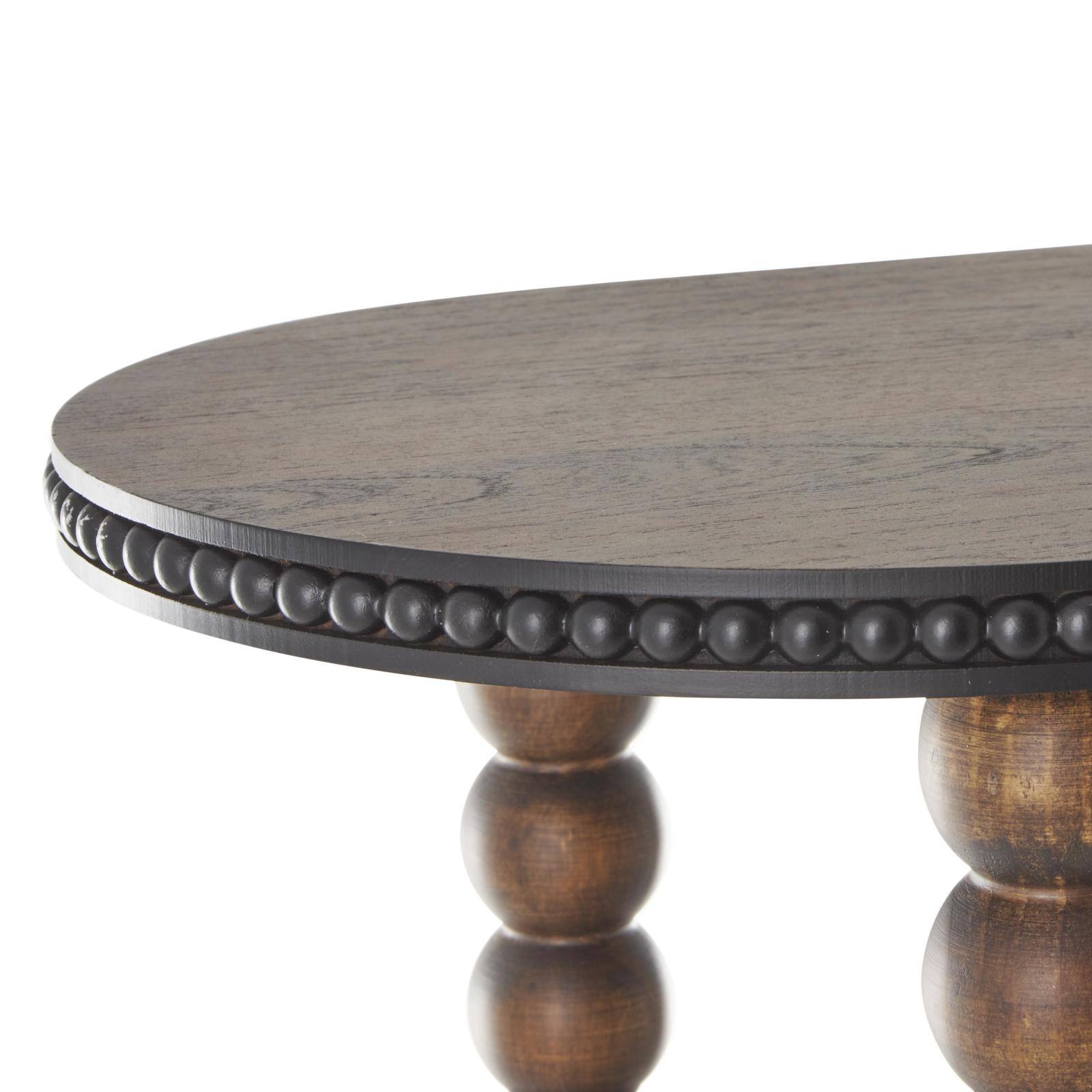 47" Brown Wood Oval Spindle 1-Shelf Living Room Console Table with Beaded Edges