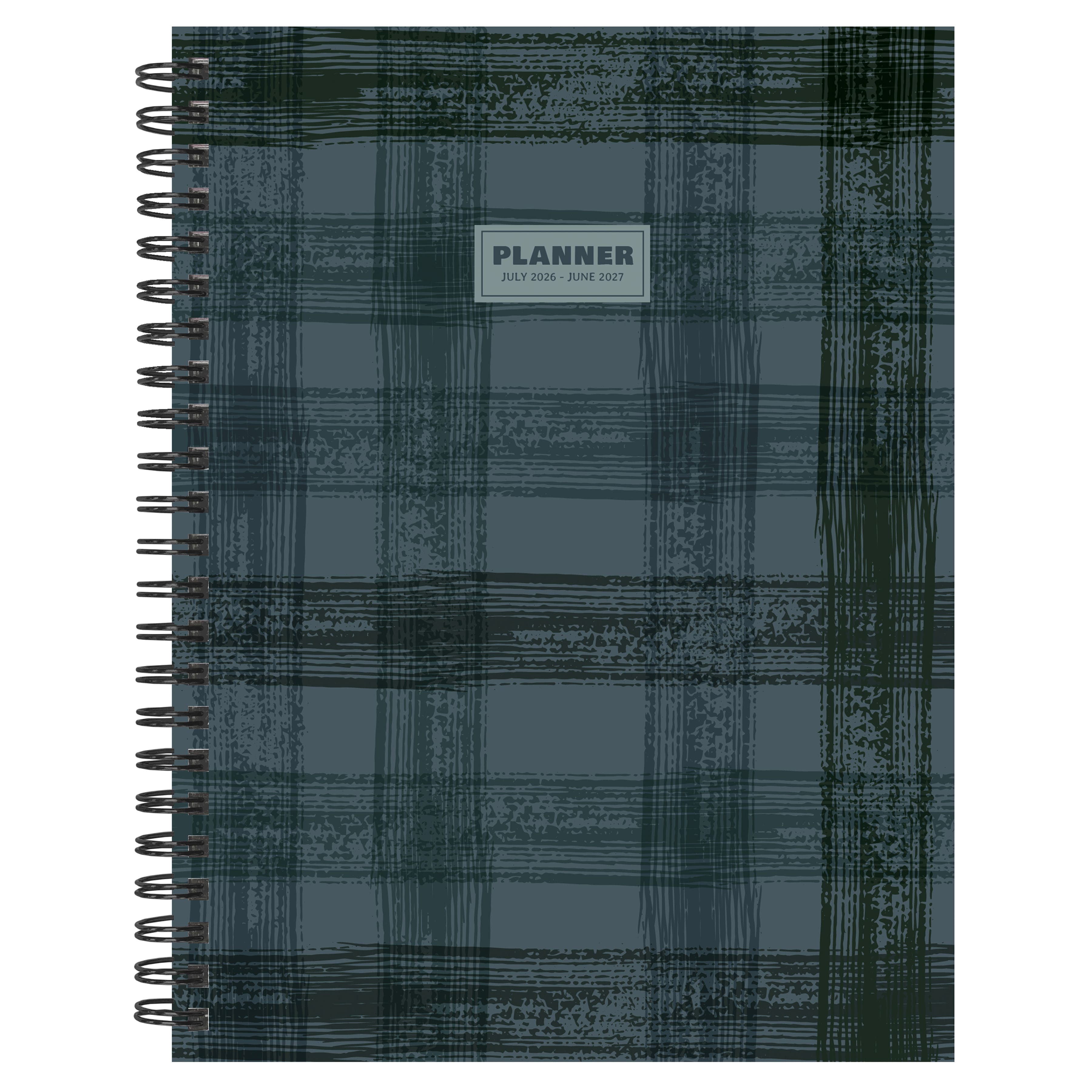July 2026 - June 2027 Blue Flannel Medium Weekly Monthly Planner