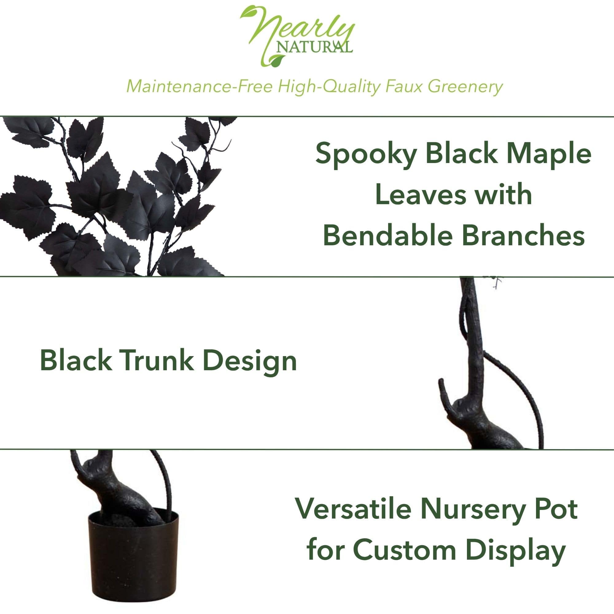 4ft. Halloween Black Maple Artificial Potted Tree
