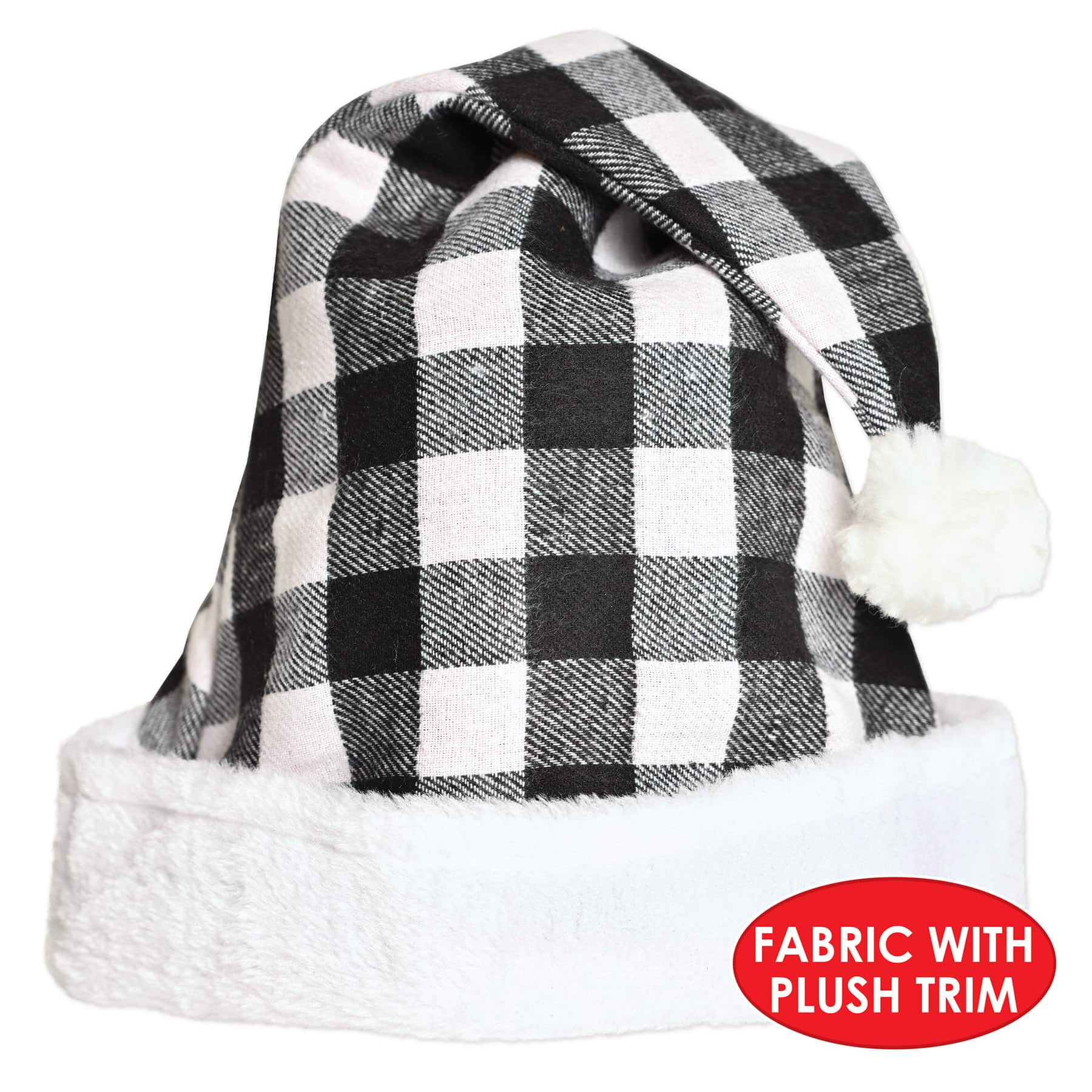 Besitle Black & White Plaid Santa Hats, 2ct.