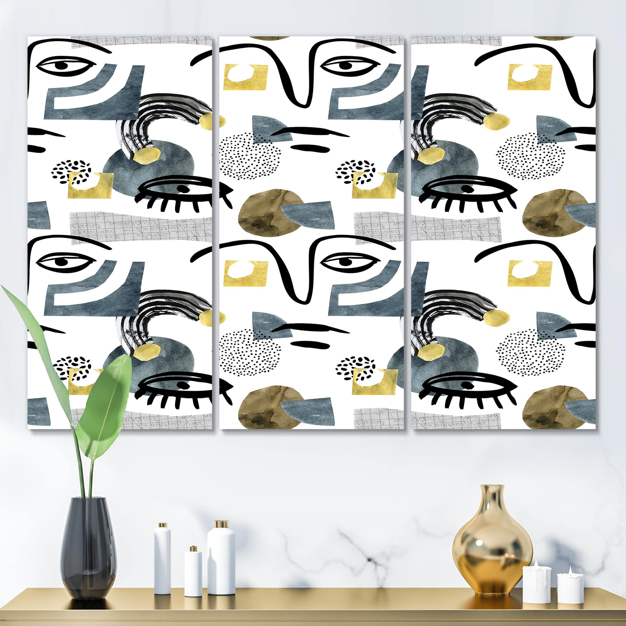 Designart - Collage of Eyes & Doodles In Contemporary Style I