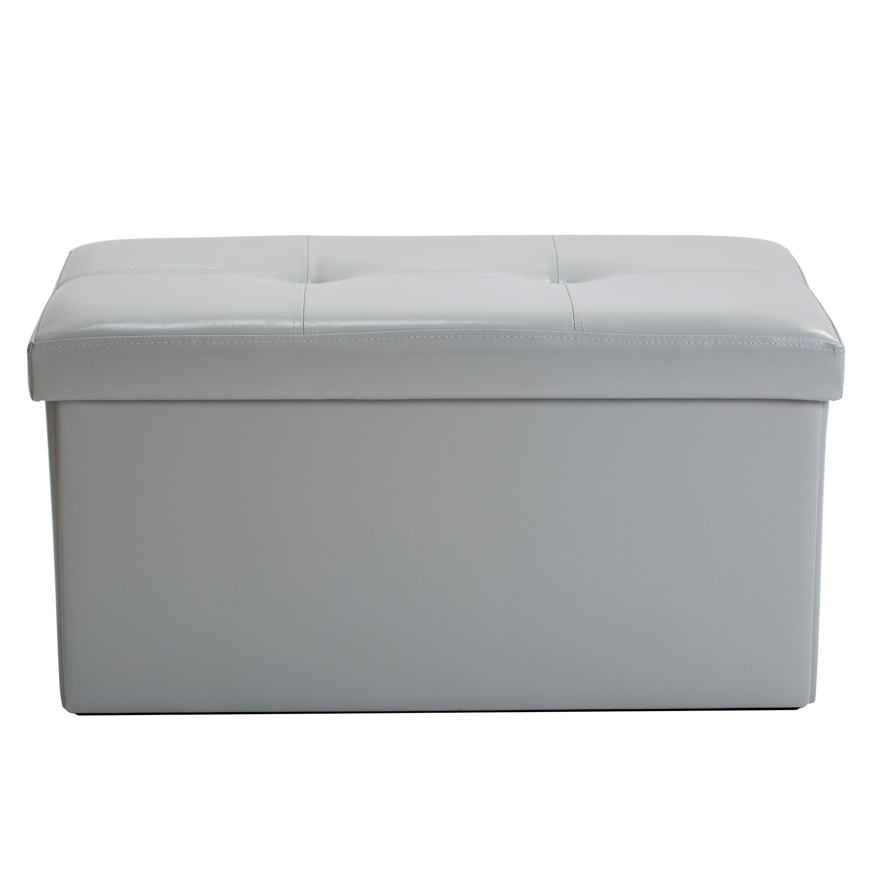 Simplify Faux Leather Double Folding Storage Ottoman