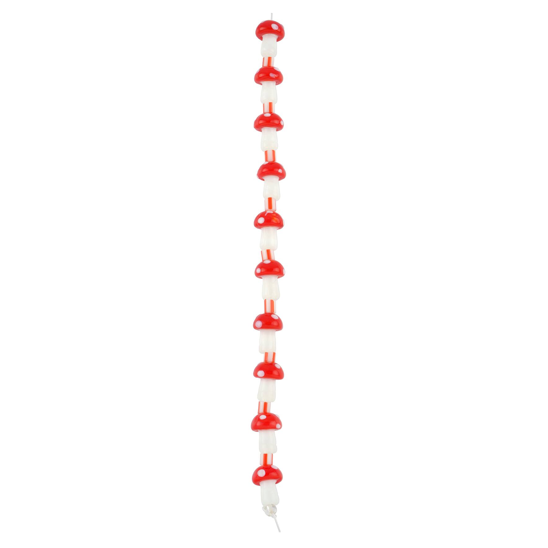 12 Packs: 10 ct. (120 total) Red Mushroom Lampwork Glass Bead Mix by Bead Landing™