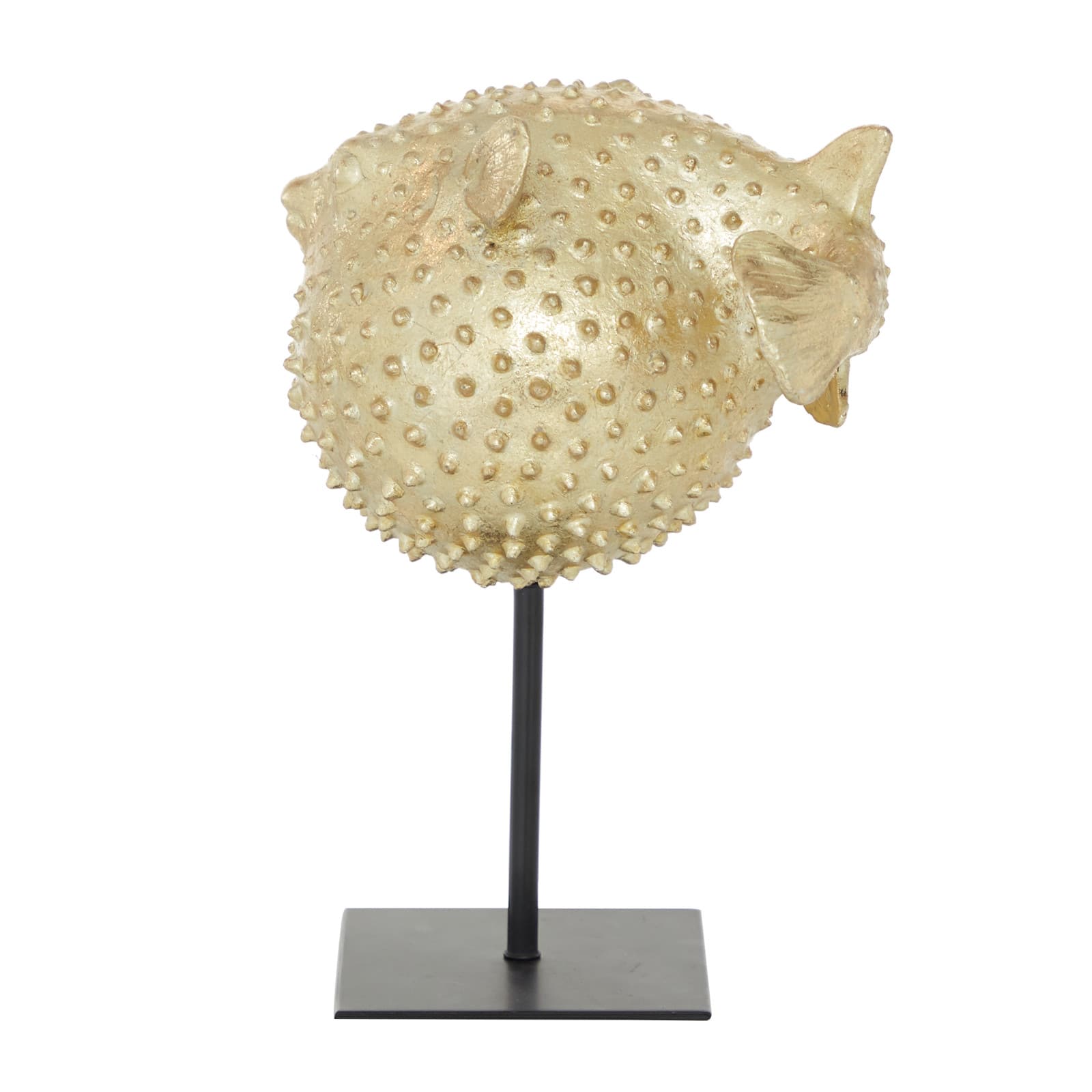 Gold Polyresin Coastal Fish Sculpture, 9" x 7" x 5"