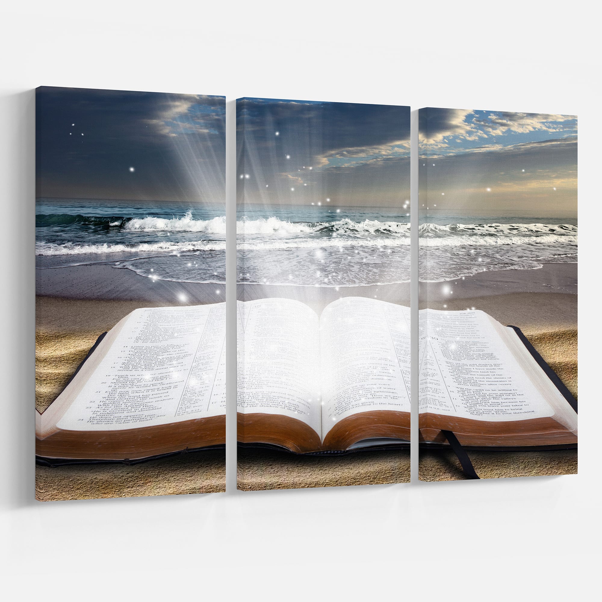 Designart - Jesus Bible at beach