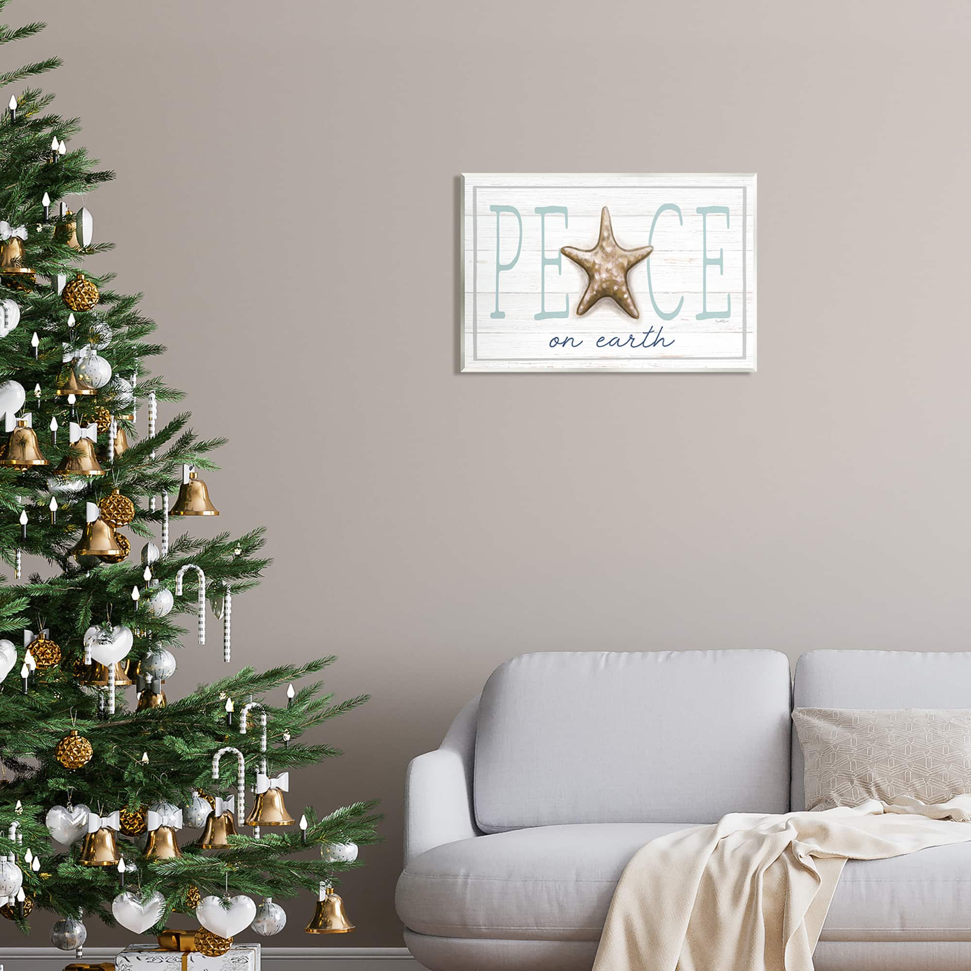 Stupell Industries Peace On Earth Starfish Sign Wall Plaque Art