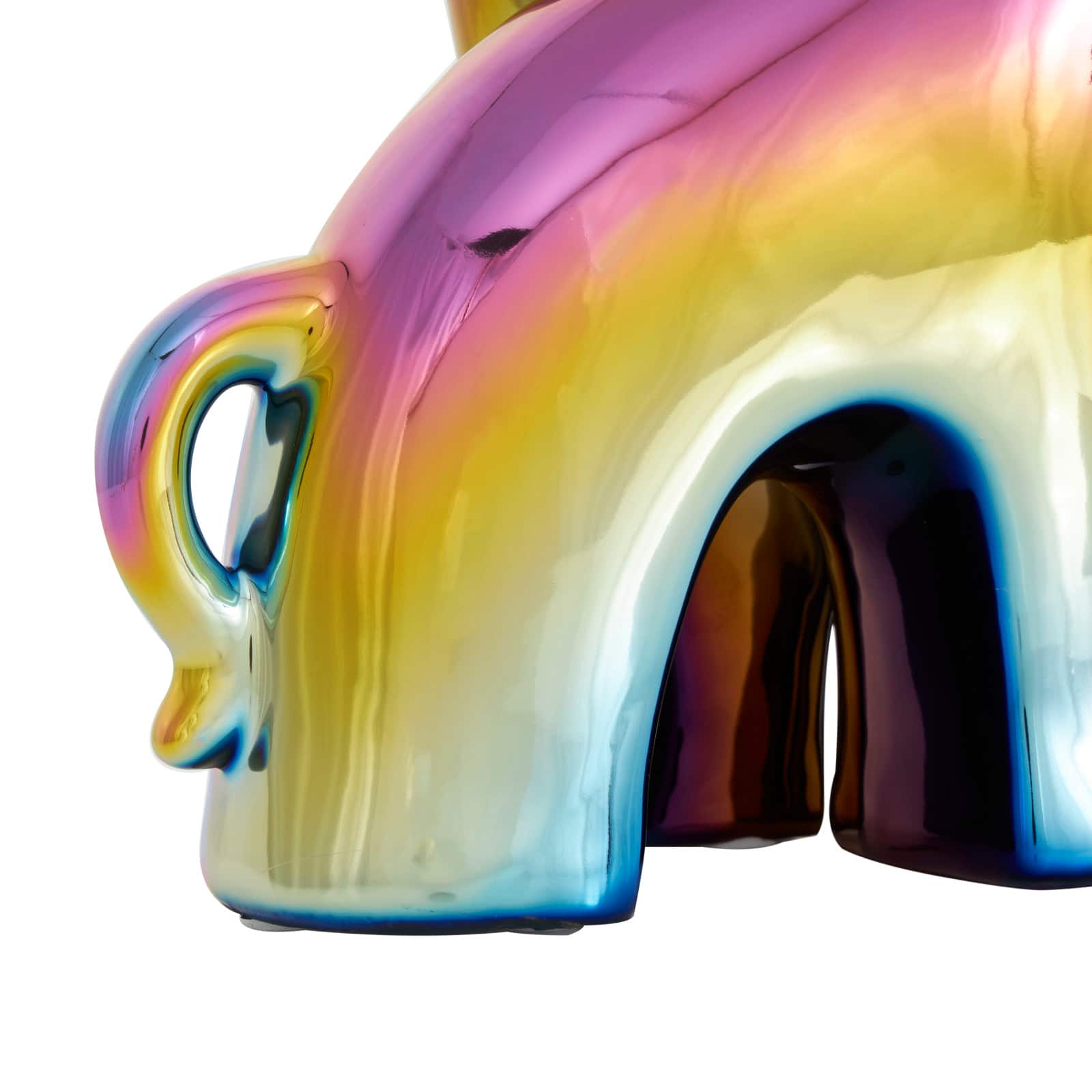 15" Multicolor Ceramic Giraffe Sculpture with Rainbow Shimmer Finish