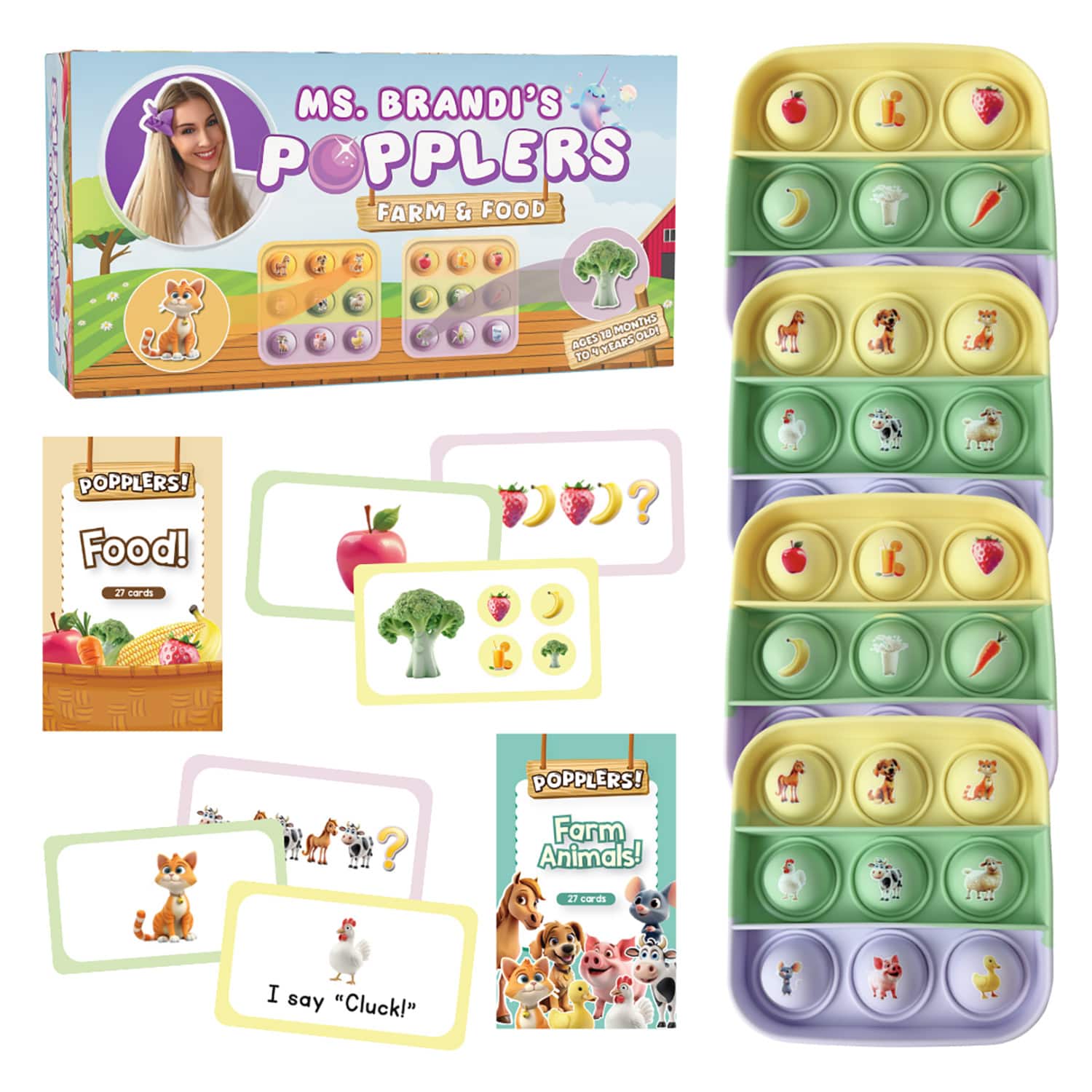 The Fidget Game Ms. Brandi's Popplers Farm & Food Educational Game Set