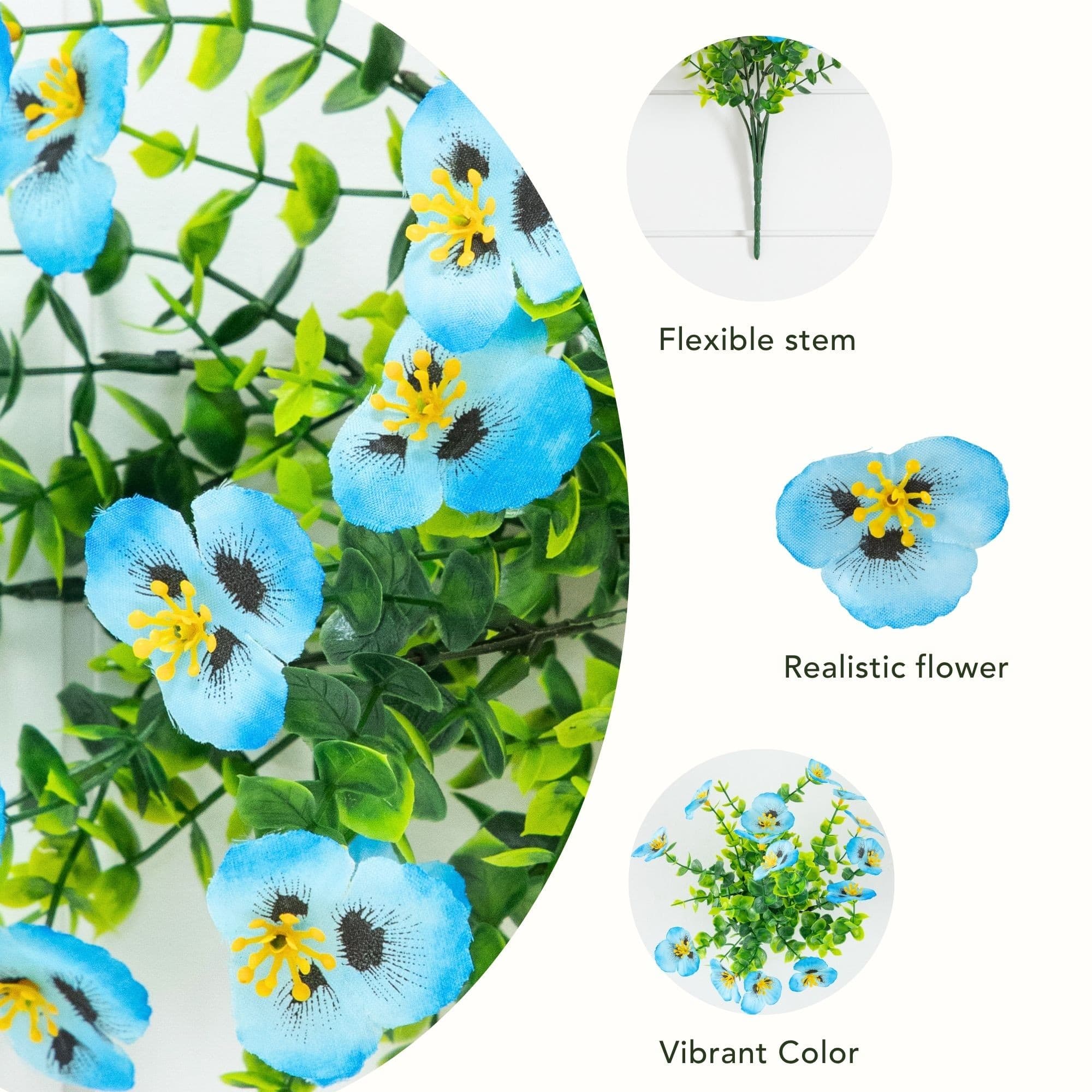 13" UV Resistant Artificial Pansy Bushes