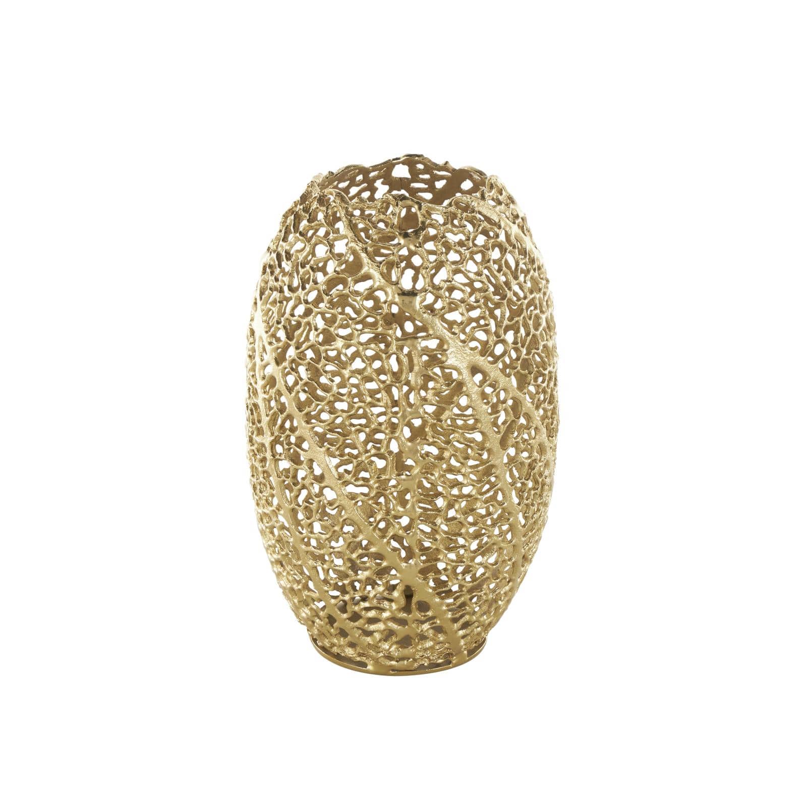 14.5" Gold Aluminum Abstract Metallic Coral Inspired Vase