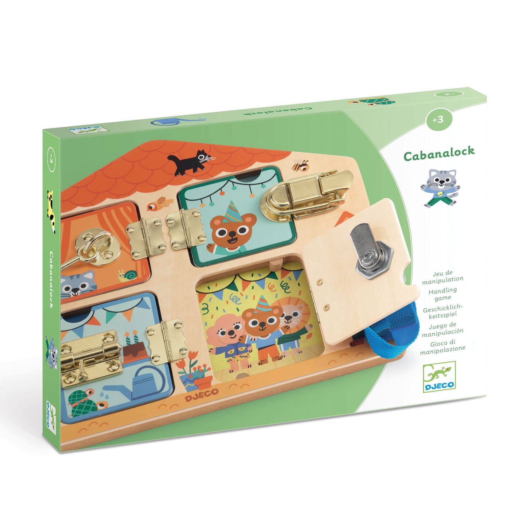 DJECO Cabanalock Skill Wooden Lock Activity Board Kit