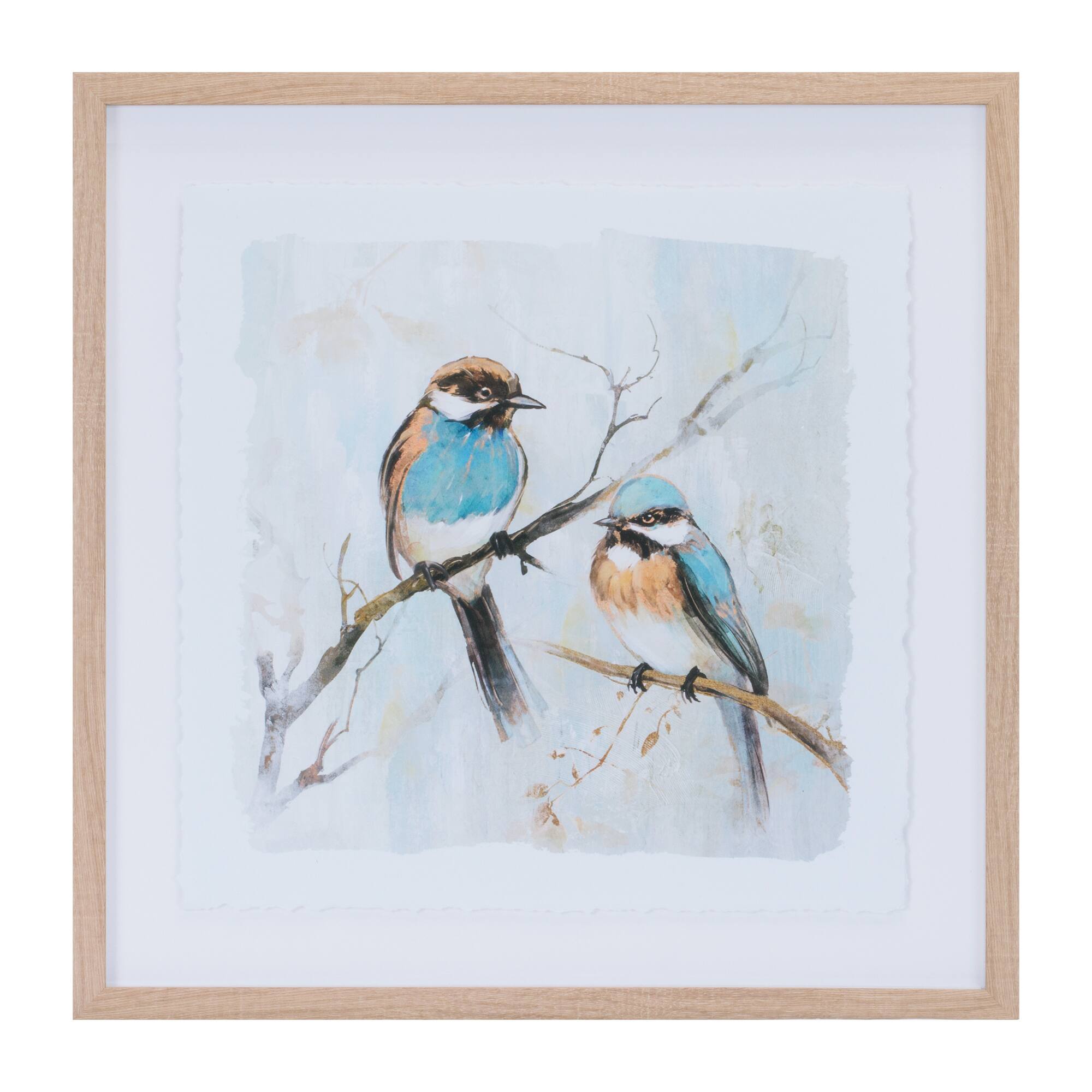 21" x 21" Framed Bird Couple Wall Print Set