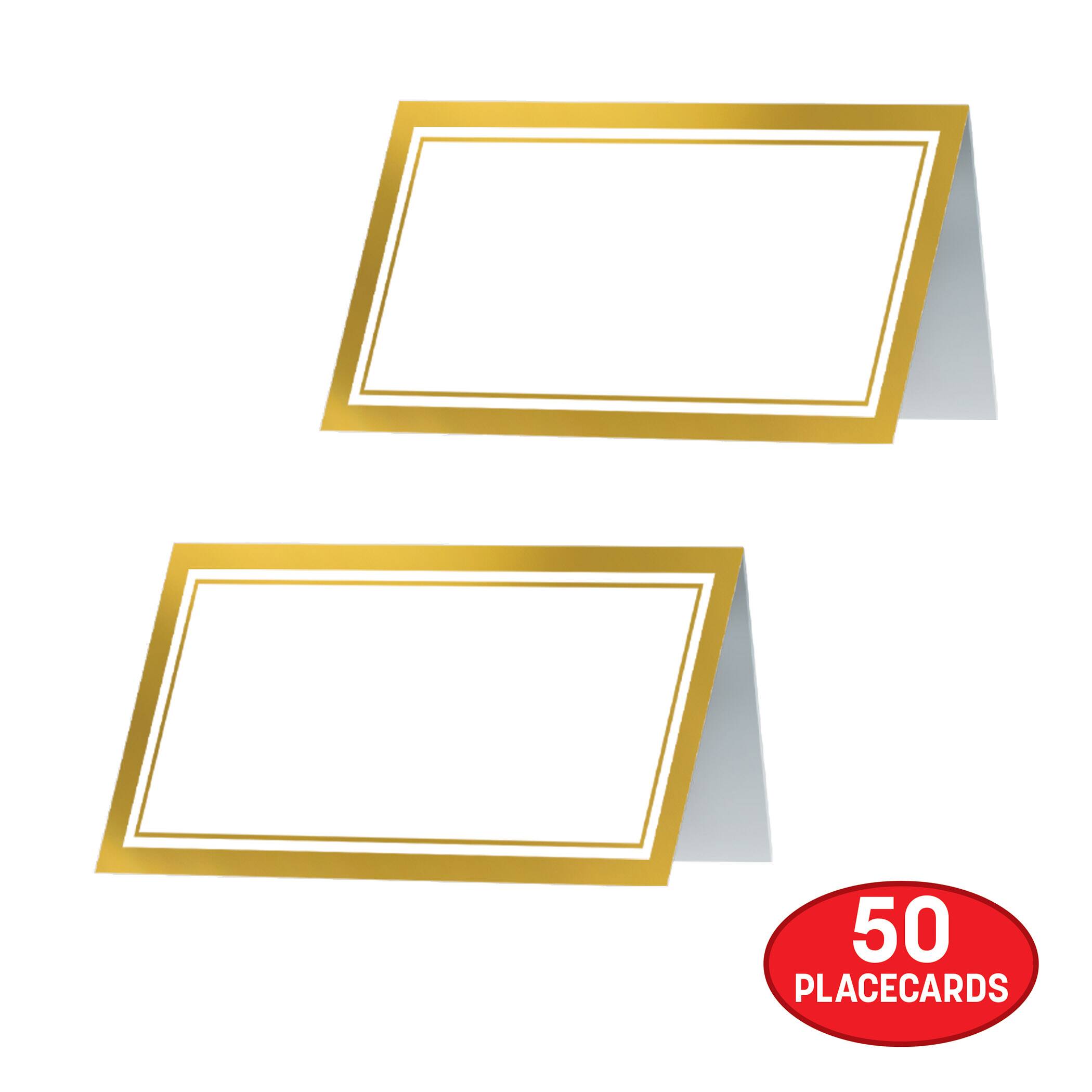 Beistle 2" x 4" White & Gold Place Cards, 50ct.