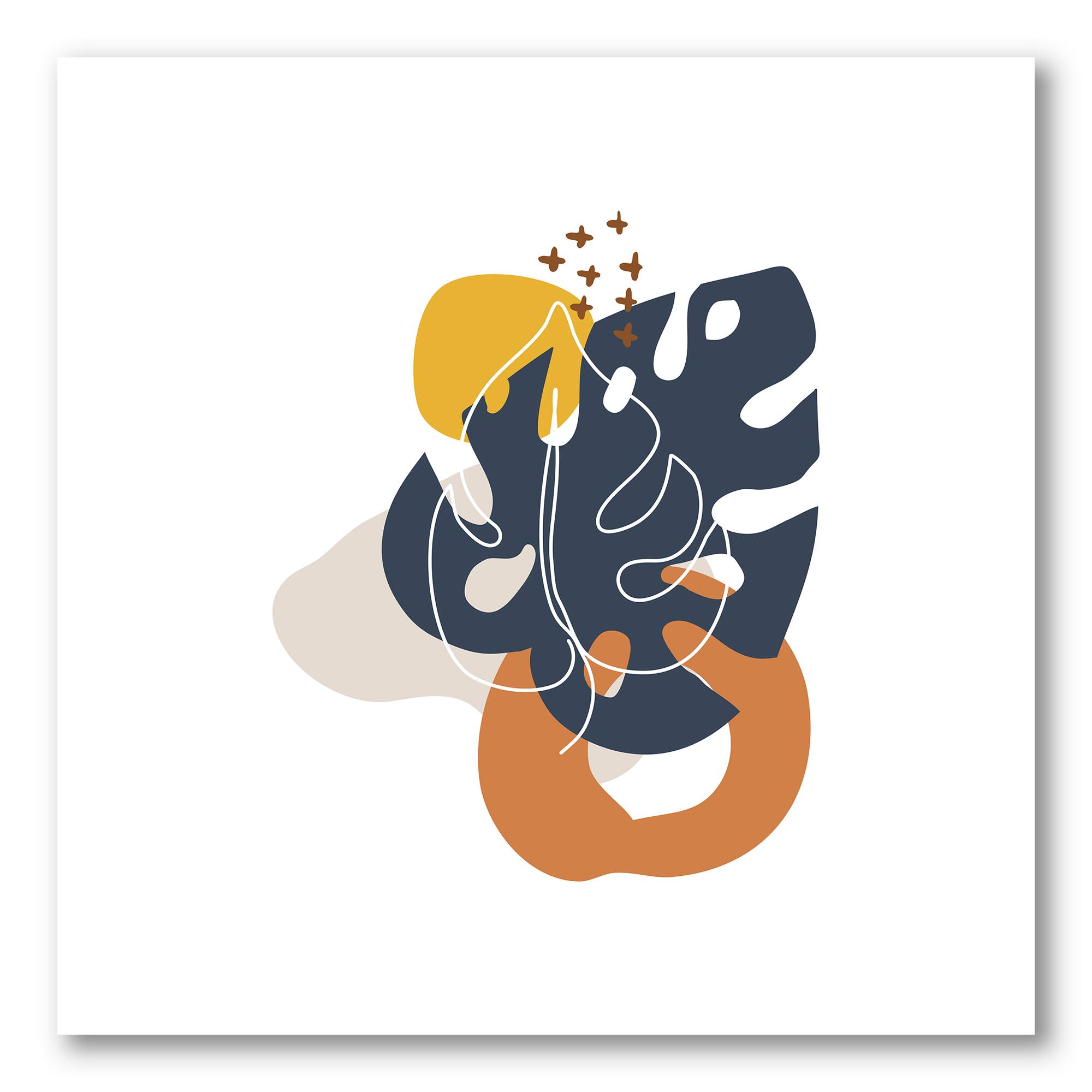 Designart - Abstract Flowers On Minimal Shapes IX - Modern Canvas Wall Art Print
