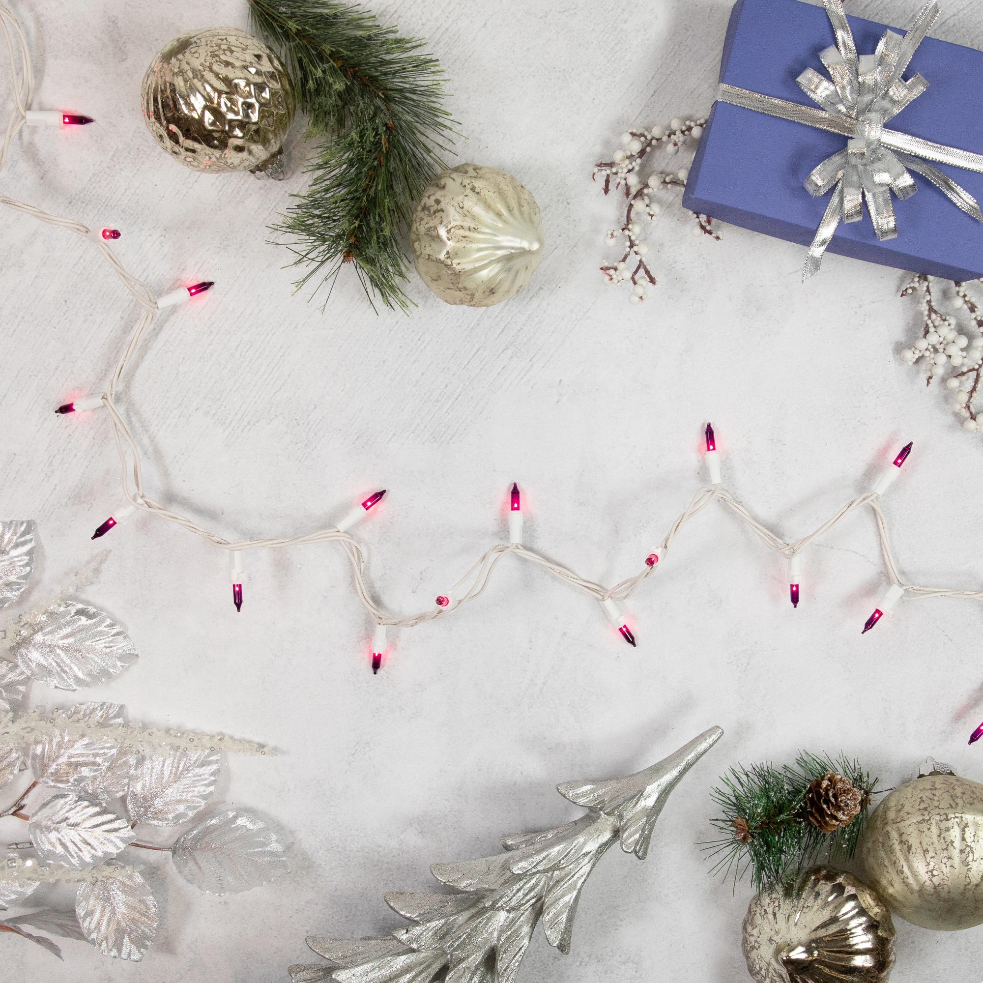 50ct. Mini Christmas String Lights with White Wire