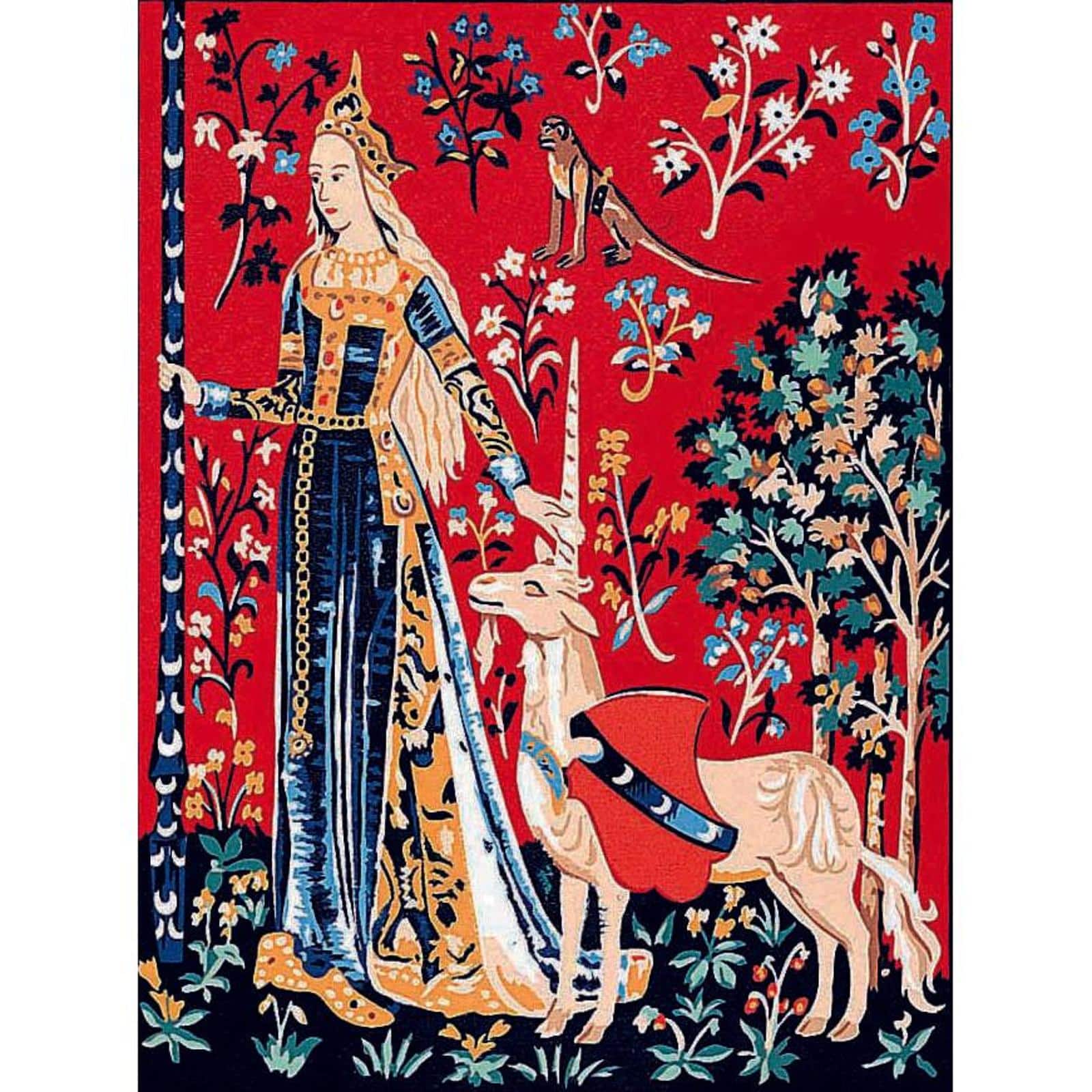 Margot de Paris Lady Unicorn Touch Printed Tapestry Needlepoint Canvas