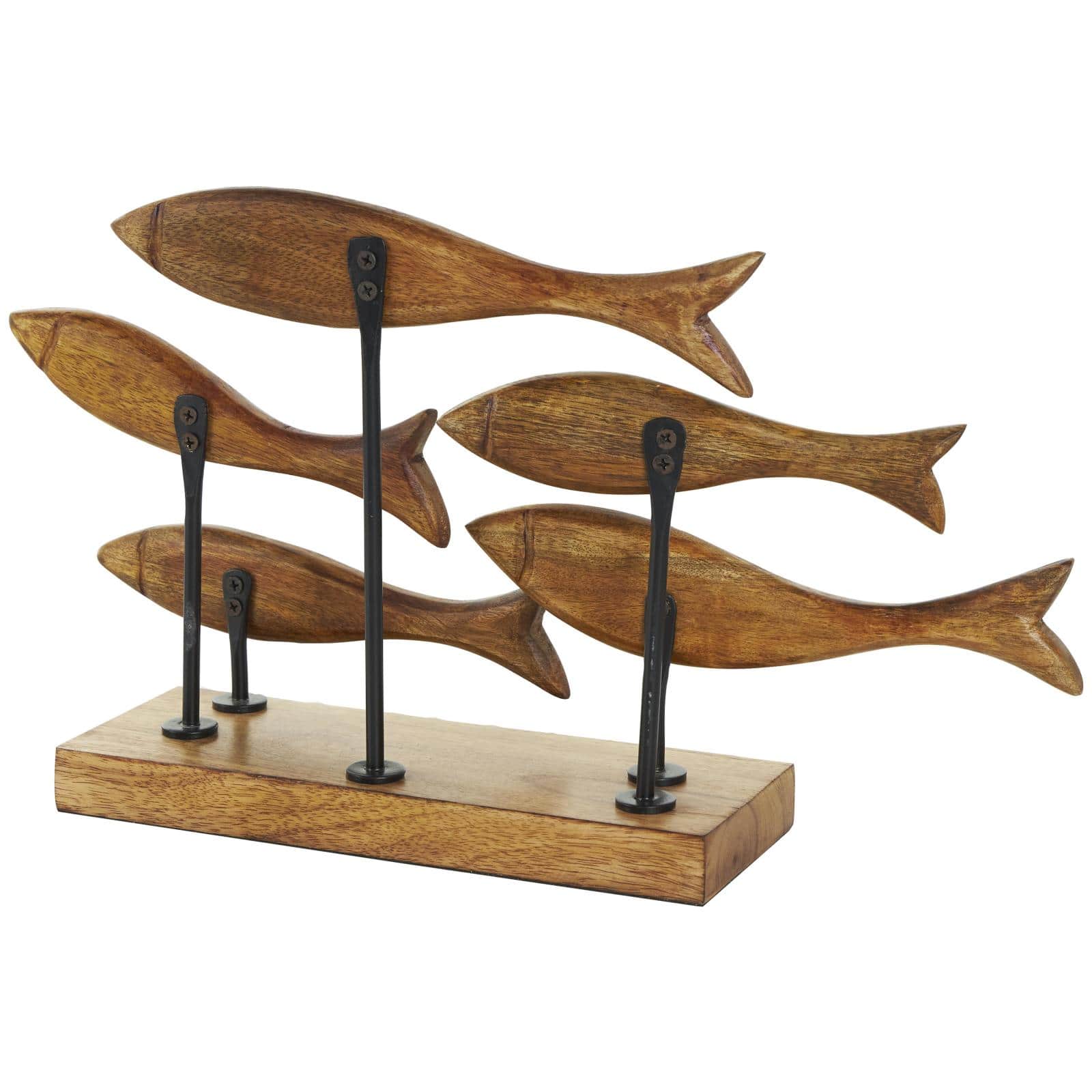 10" Brown Mango Wood Fish Handmade Carved Sculpture