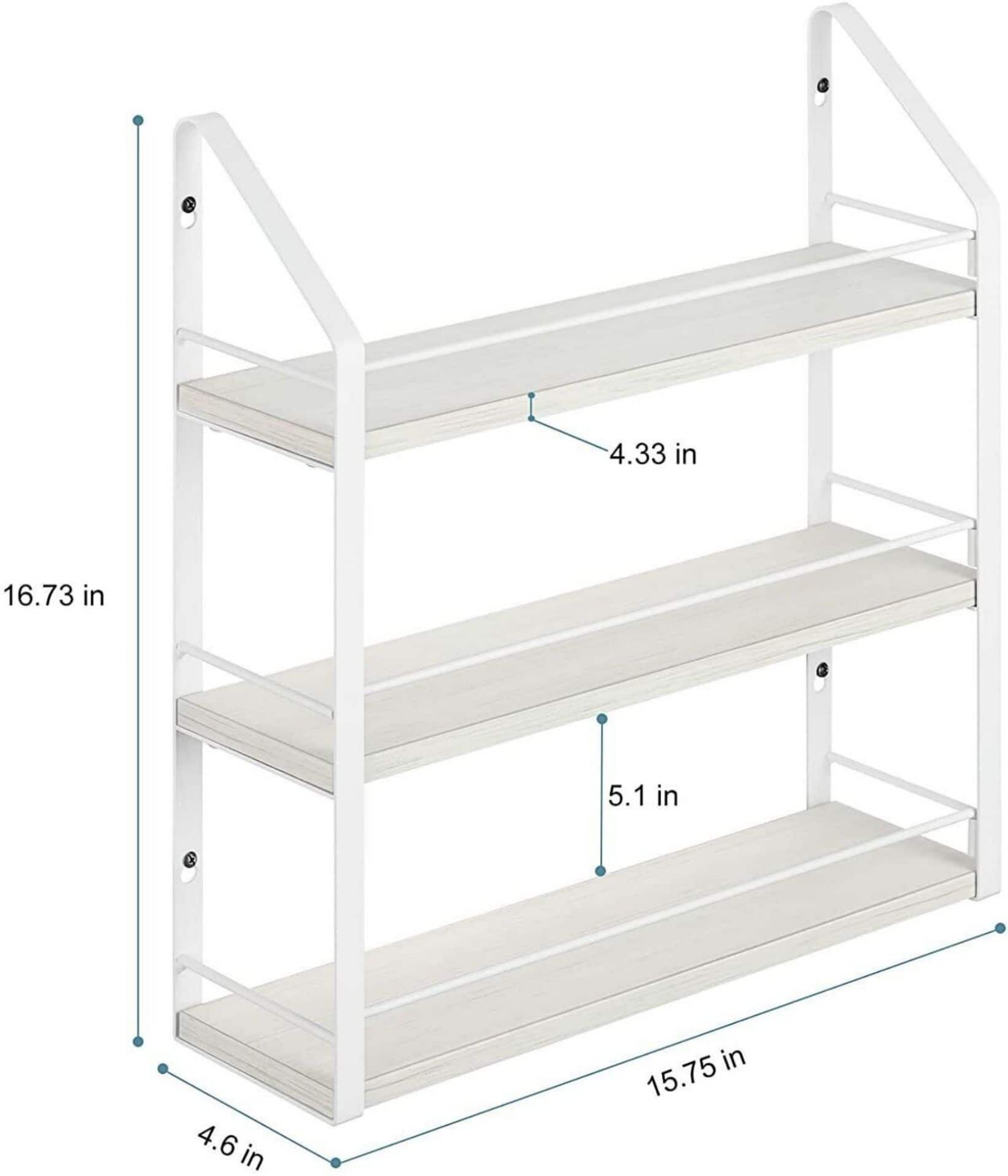 NEX™ 17" White Wall-Mounted 3-Tier Spice Rack Organizer