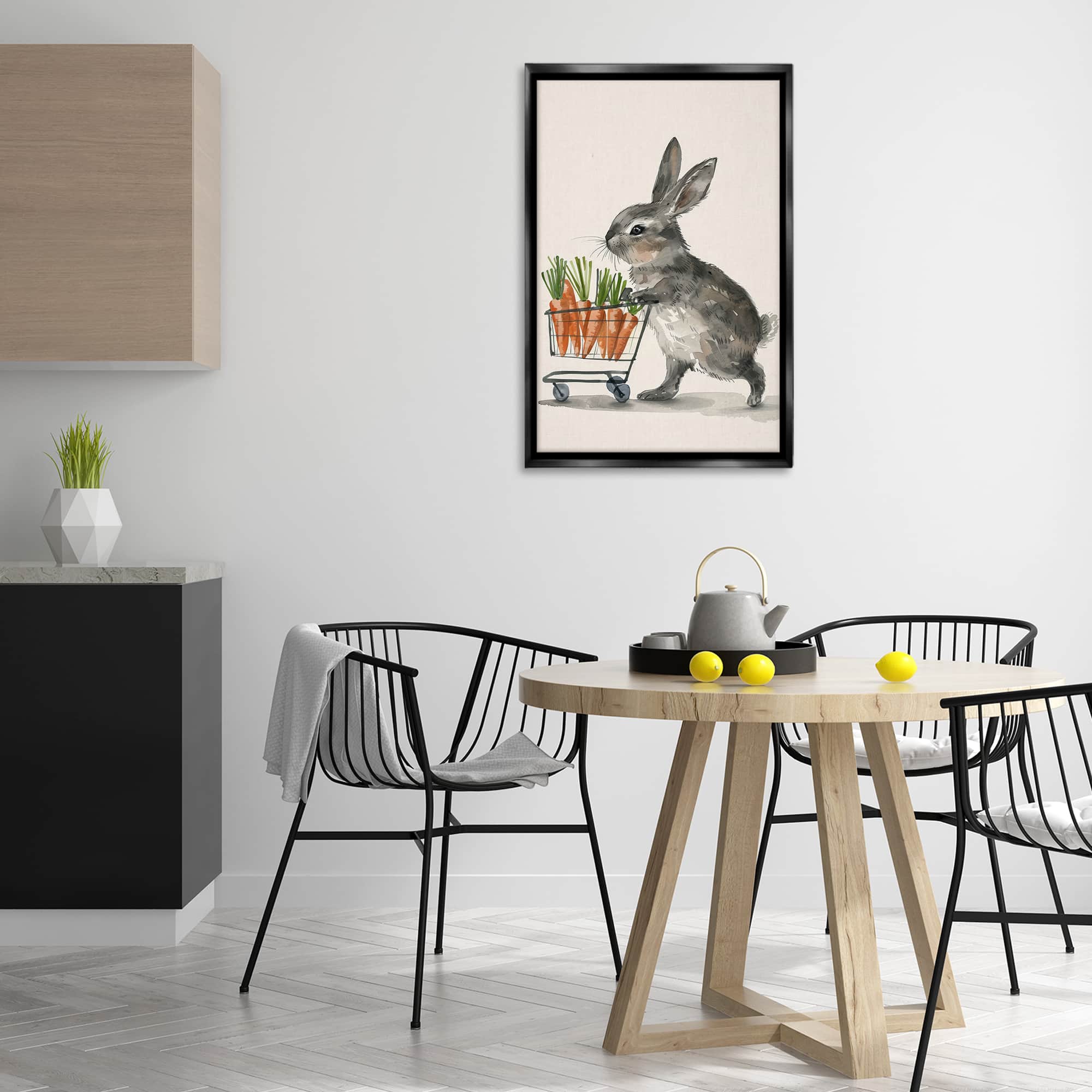 Stupell Industries Bunny with Carrots Floating Frame Wall Art