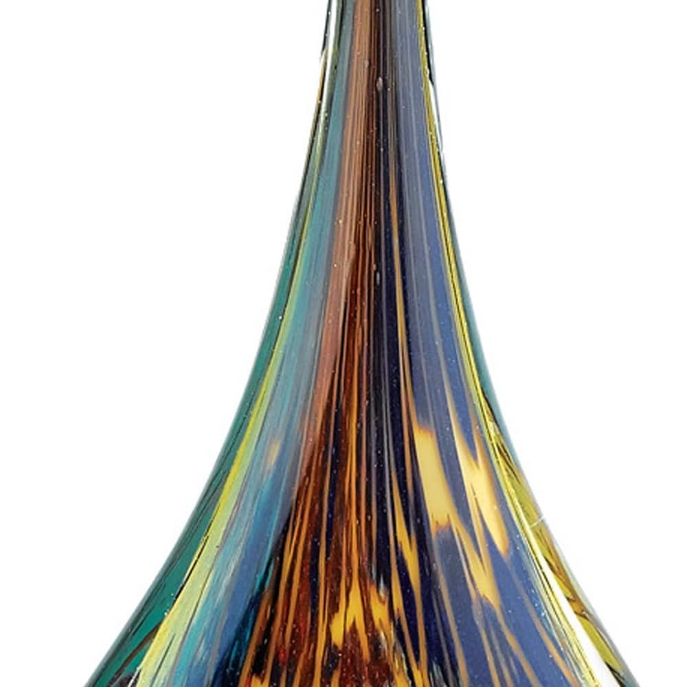 HomeRoots 13" Blue & Yellow Murano Glass Modern Abstract Tabletop Sculpture