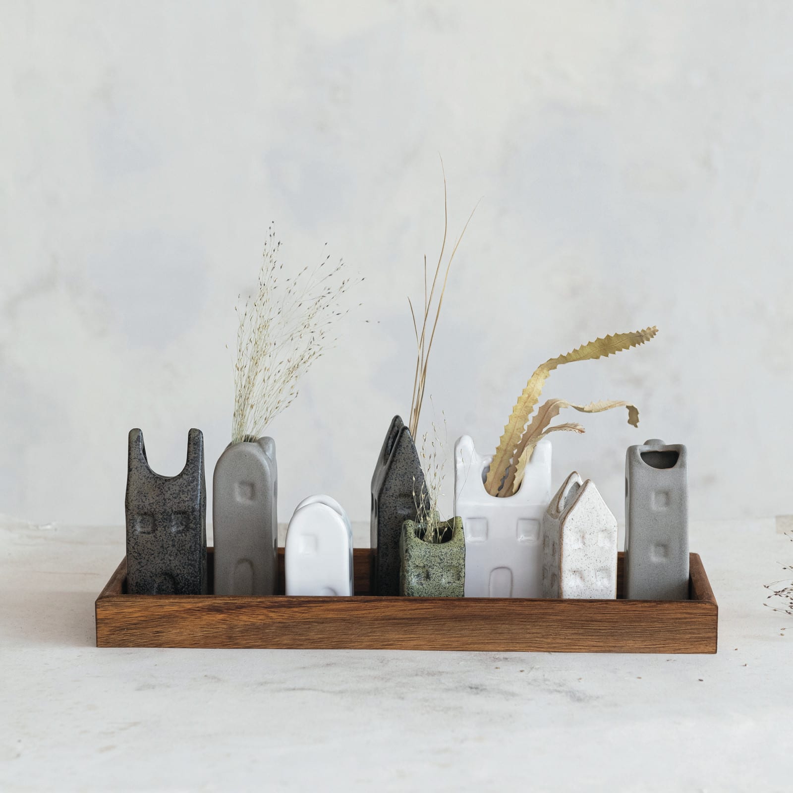 Hello Honey® 4" Bohemian House-Shaped Stoneware Vase Set